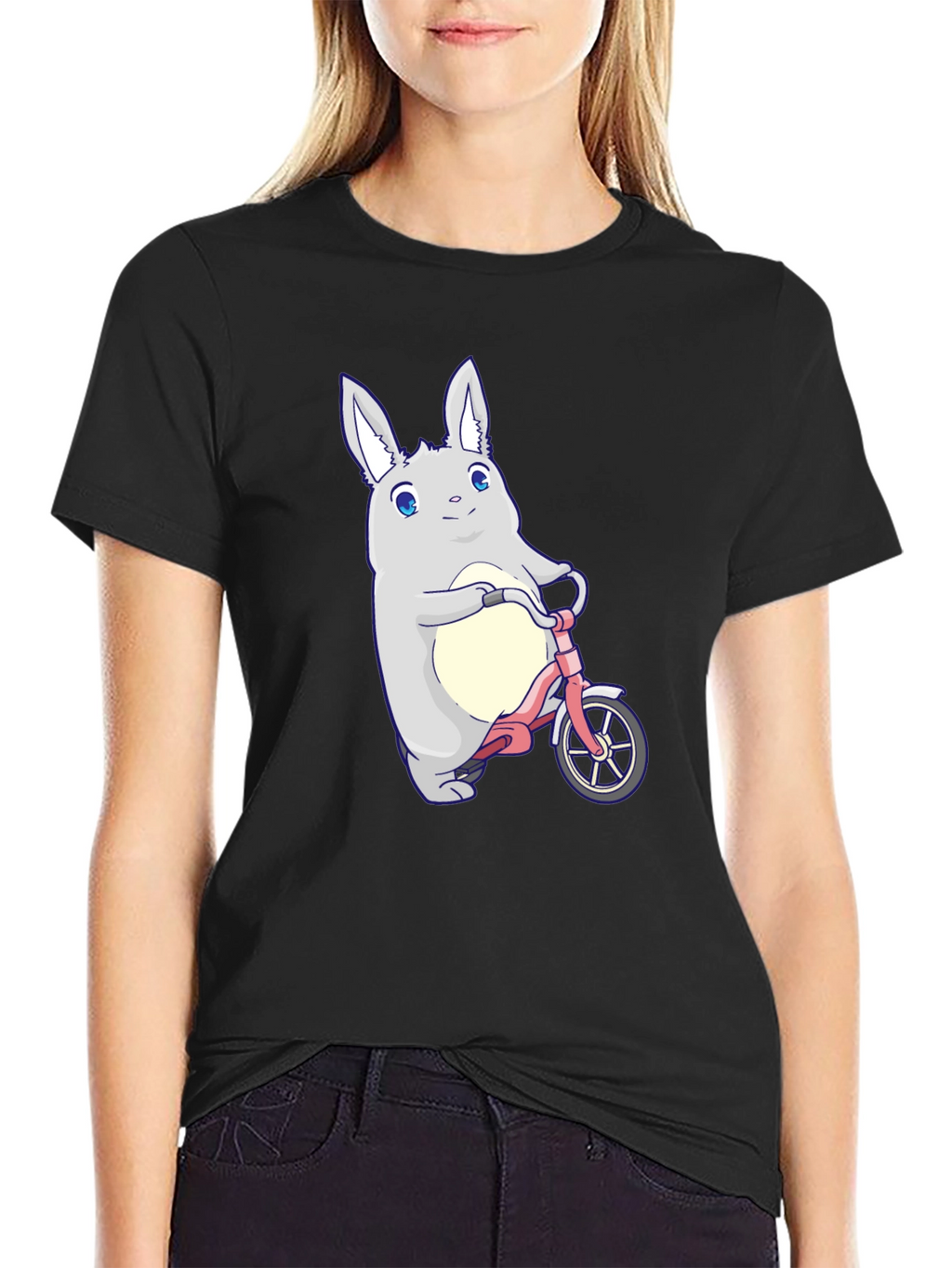 Cute Bunny on Bike Graphic T-Shirt