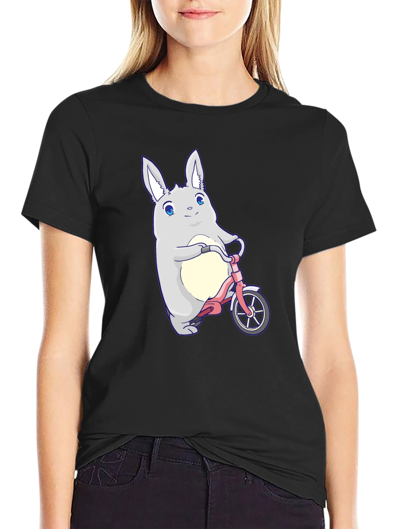 Cute Bunny on Bike Graphic T-Shirt
