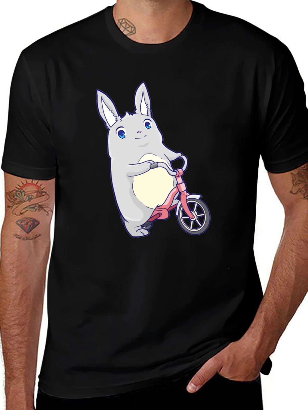 Cute Bunny on Bike Graphic T-Shirt