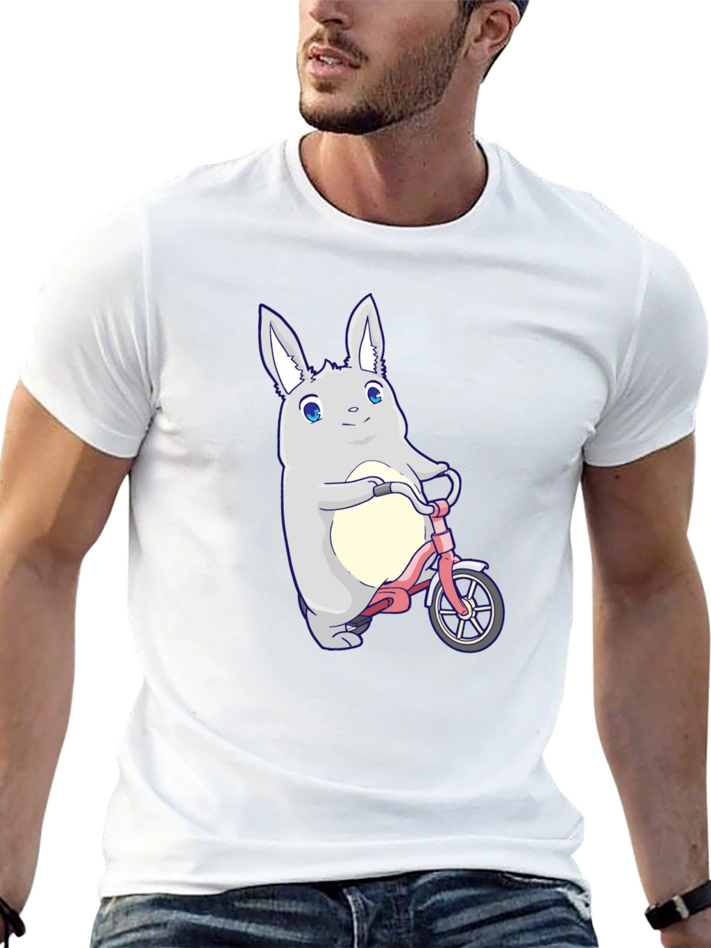 Cute Bunny on Bike Graphic T-Shirt