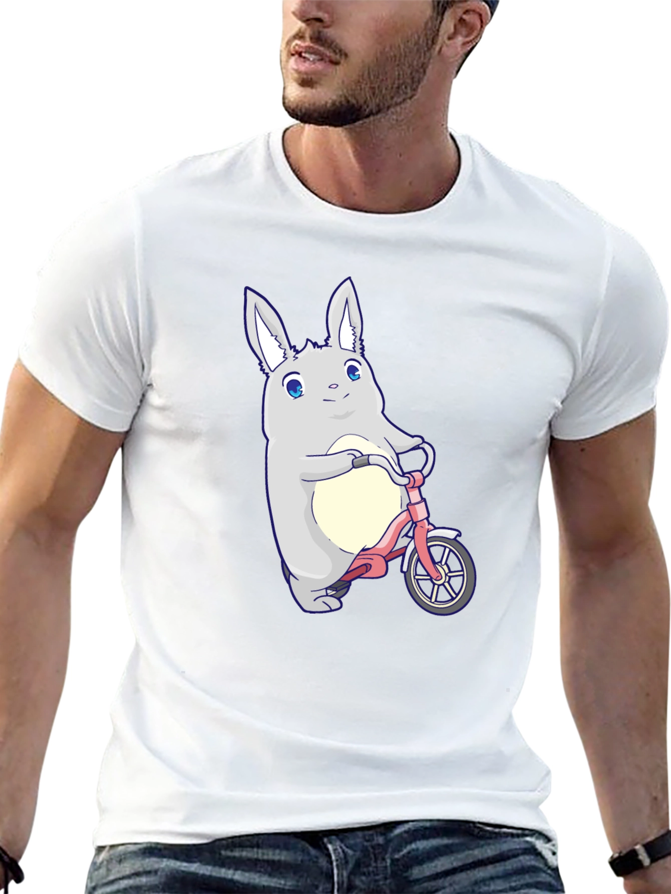 Cute Bunny on Bike Graphic T-Shirt