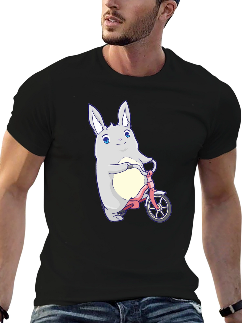 Cute Bunny on Bike Graphic T-Shirt