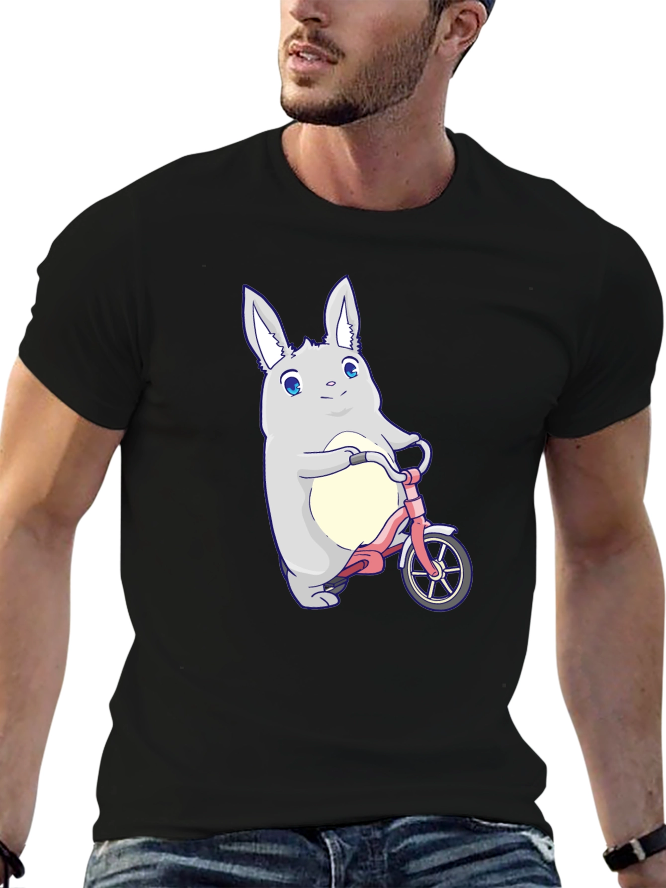 Cute Bunny on Bike Graphic T-Shirt