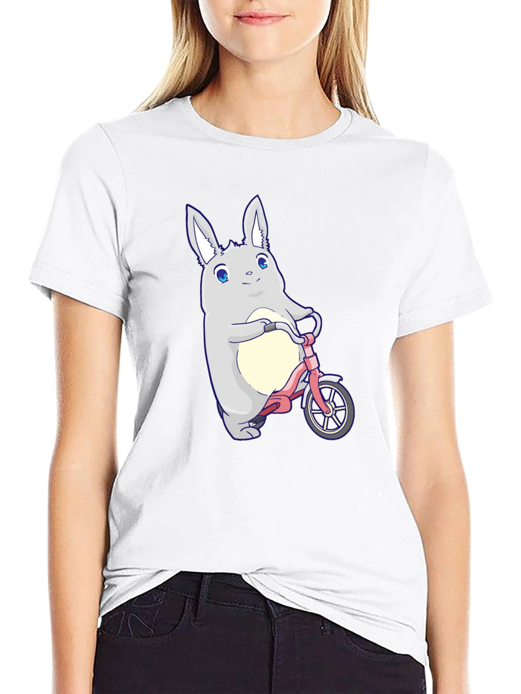 Cute Bunny on Bike Graphic T-Shirt