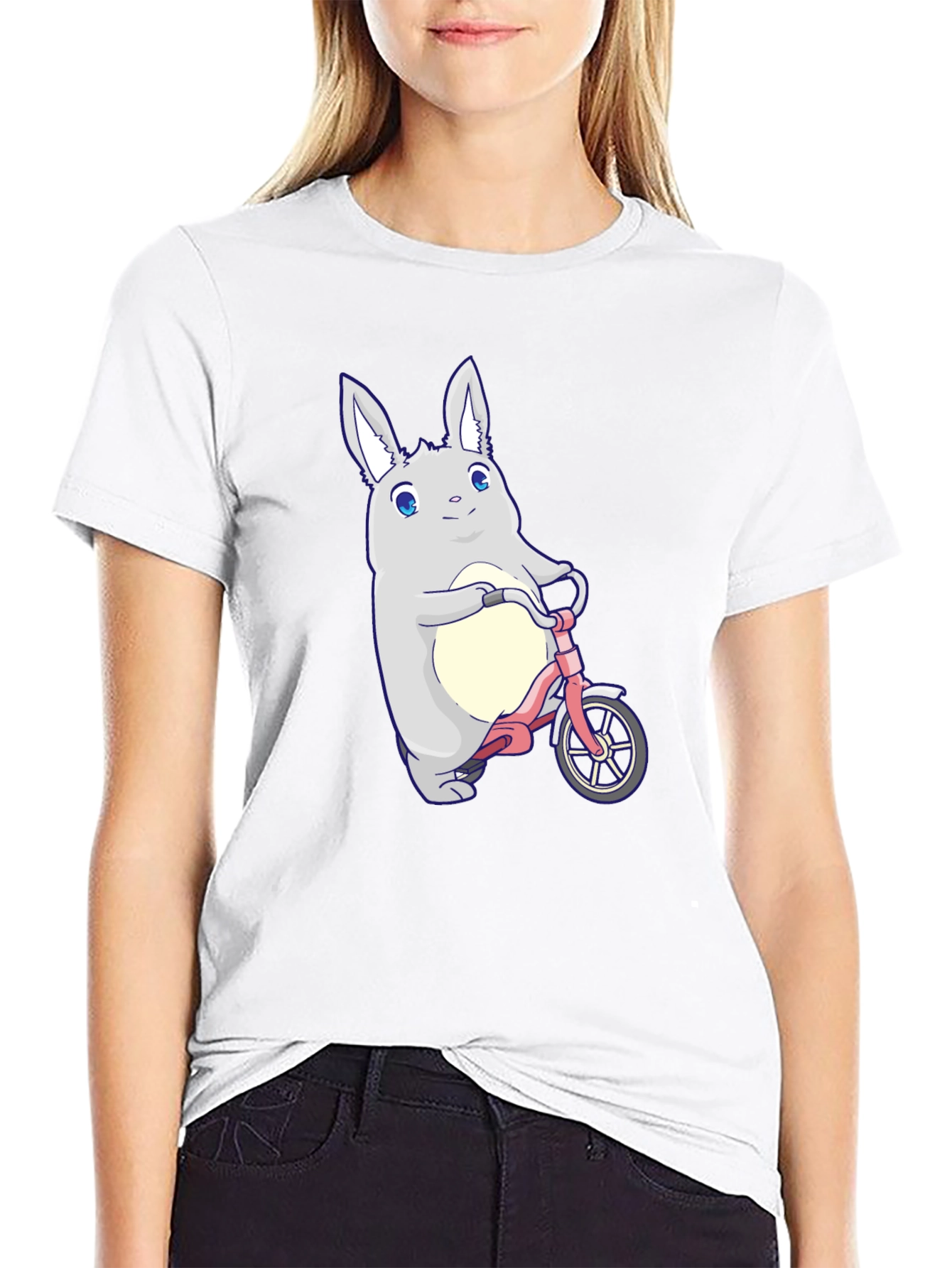 Cute Bunny on Bike Graphic T-Shirt