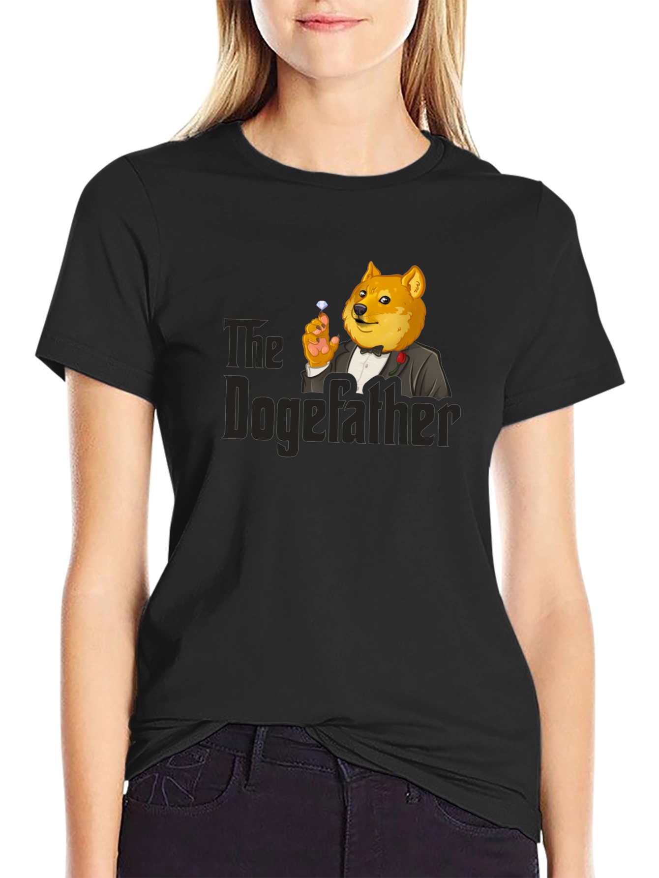 The Dogefather T-Shirt - Black Cotton Blend
