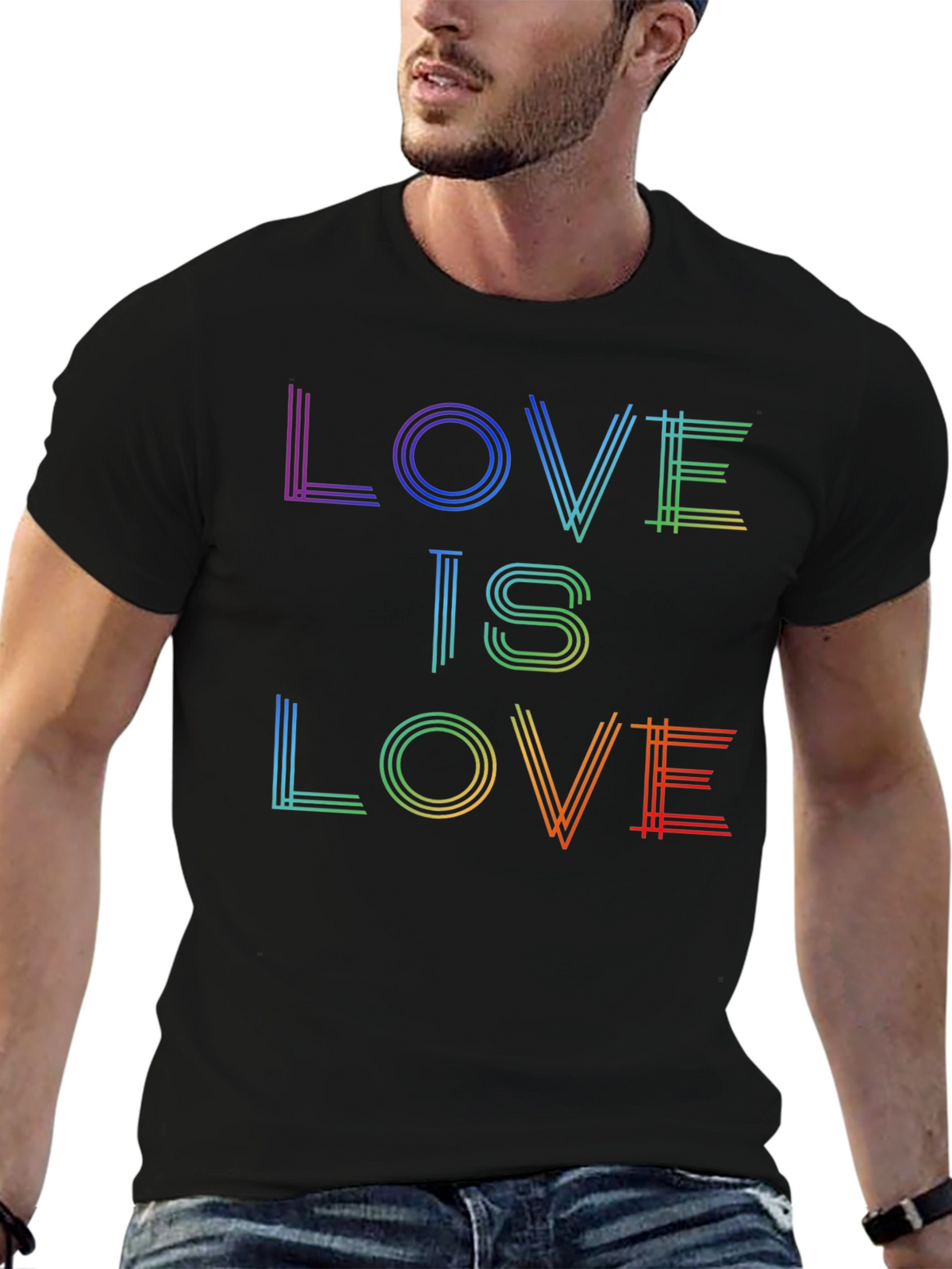 Love is Love Rainbow Graphic Tee - Black
