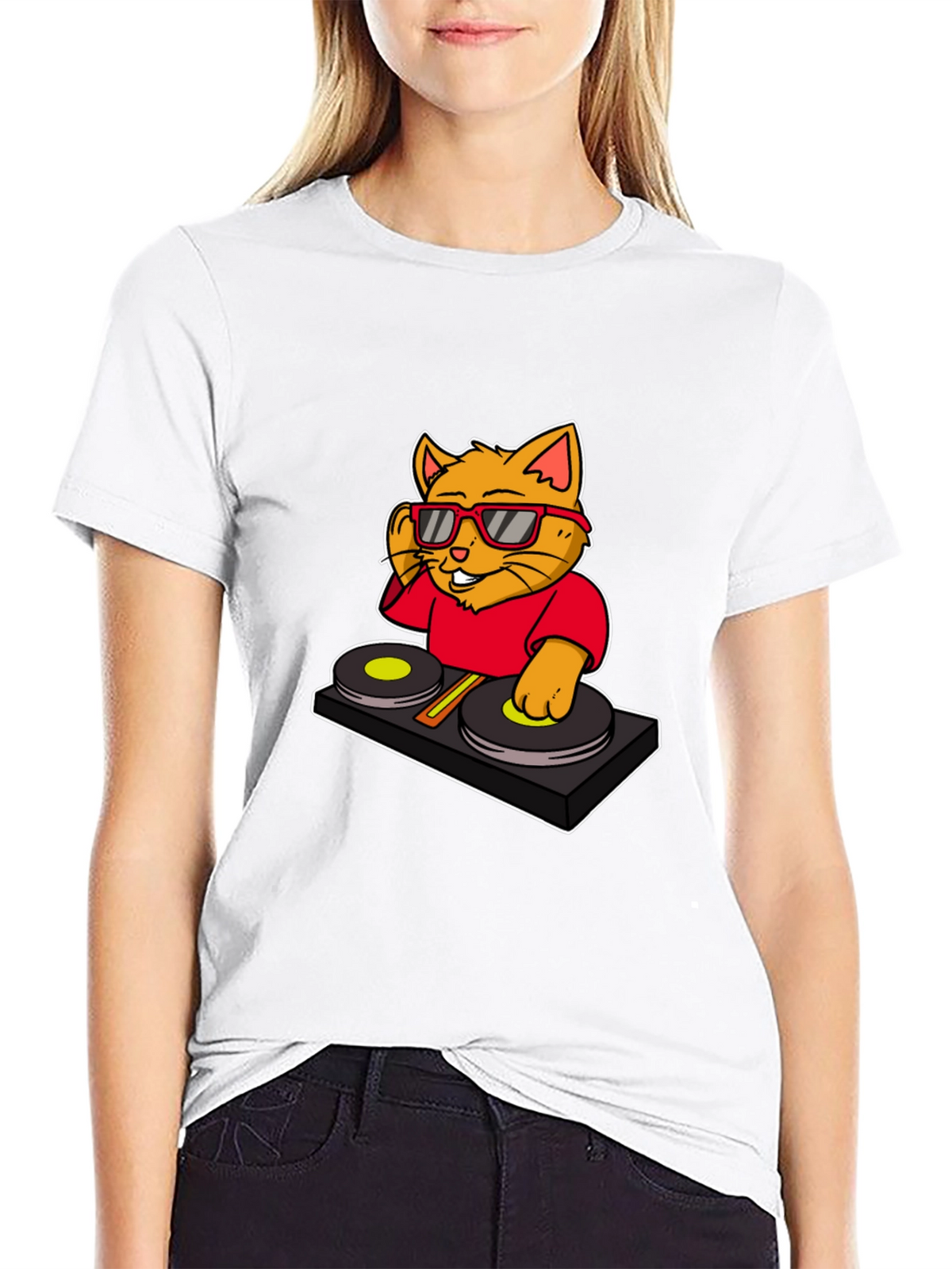 DJ Cat Graphic T-Shirt - Cool Music Lover Tee
