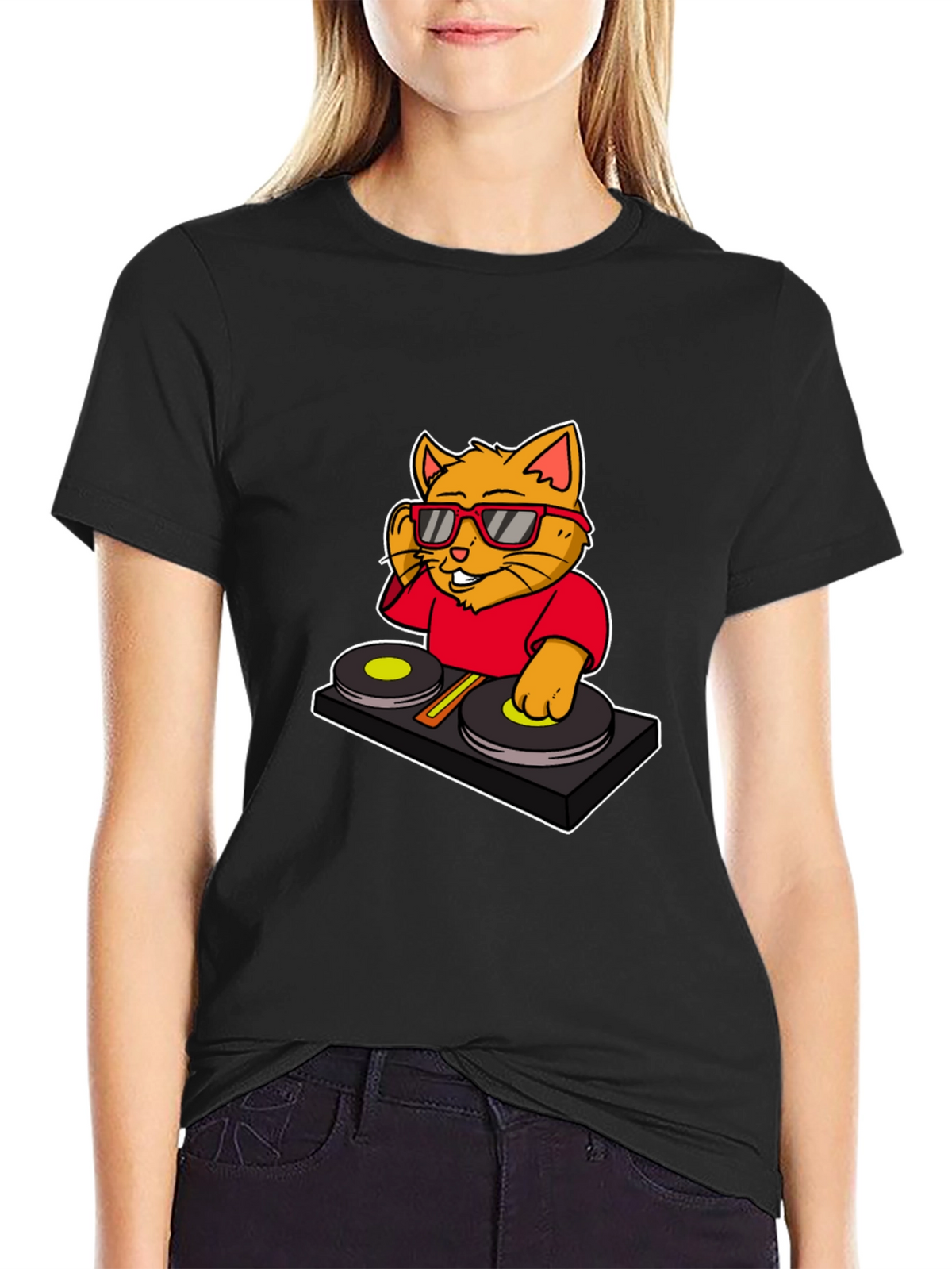 DJ Cat Graphic T-Shirt - Cool Music Lover Tee