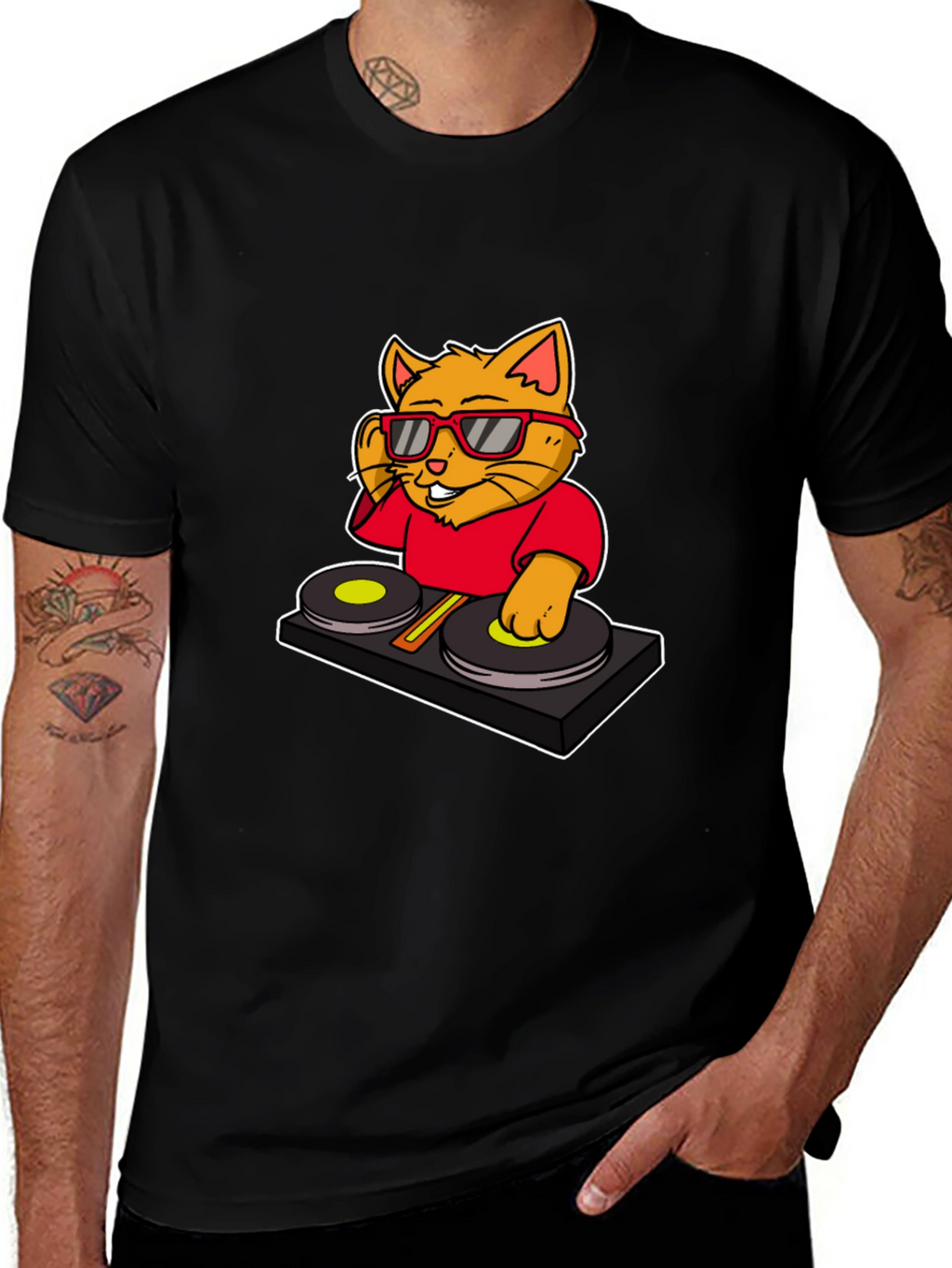 DJ Cat Graphic T-Shirt - Cool Music Lover Tee