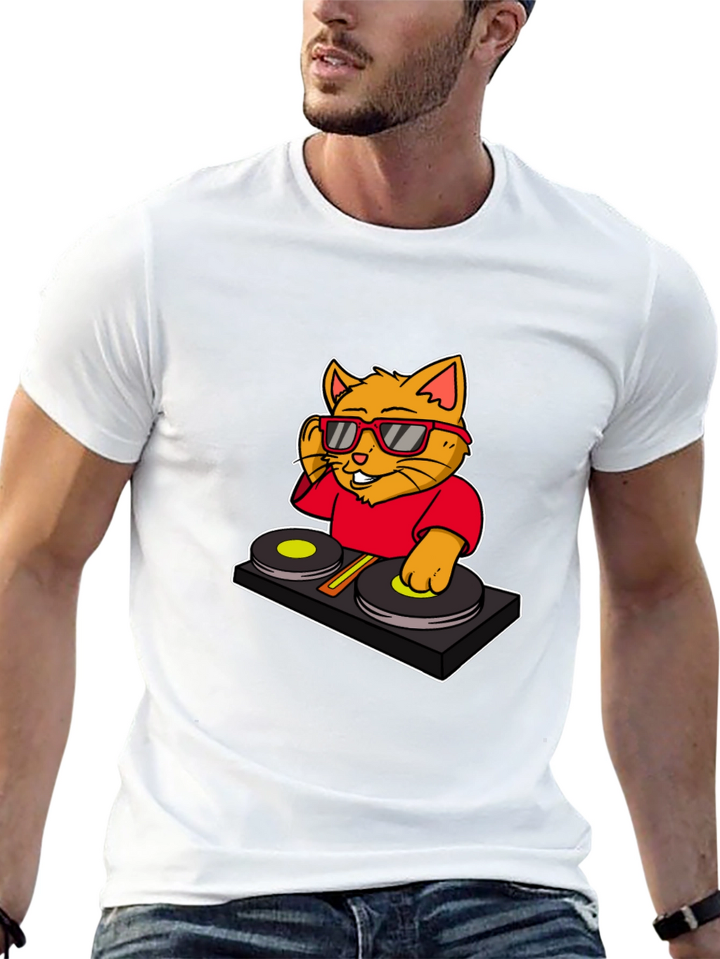 DJ Cat Graphic T-Shirt - Cool Music Lover Tee