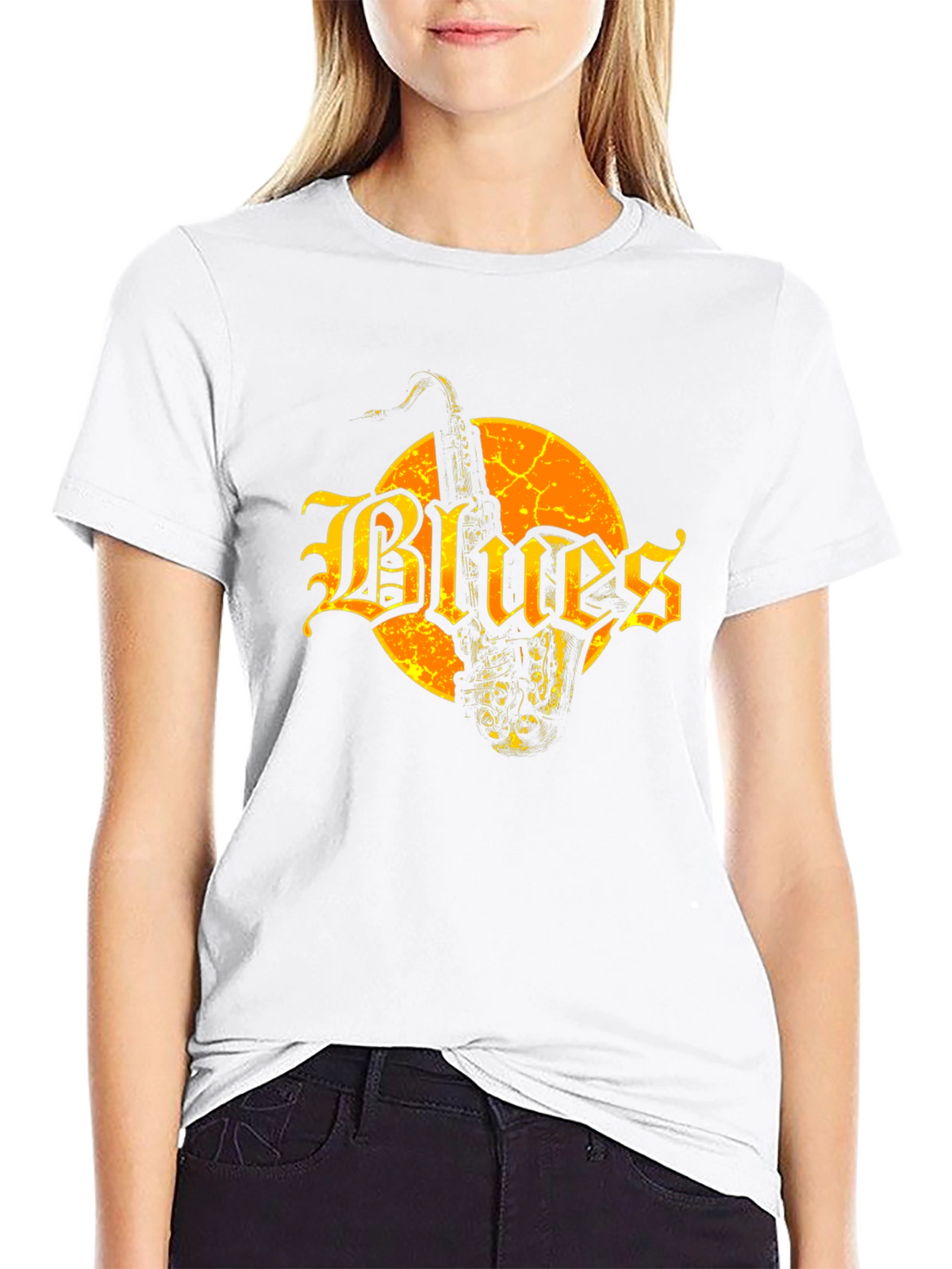 Blues Saxophone Graphic Tee - Black