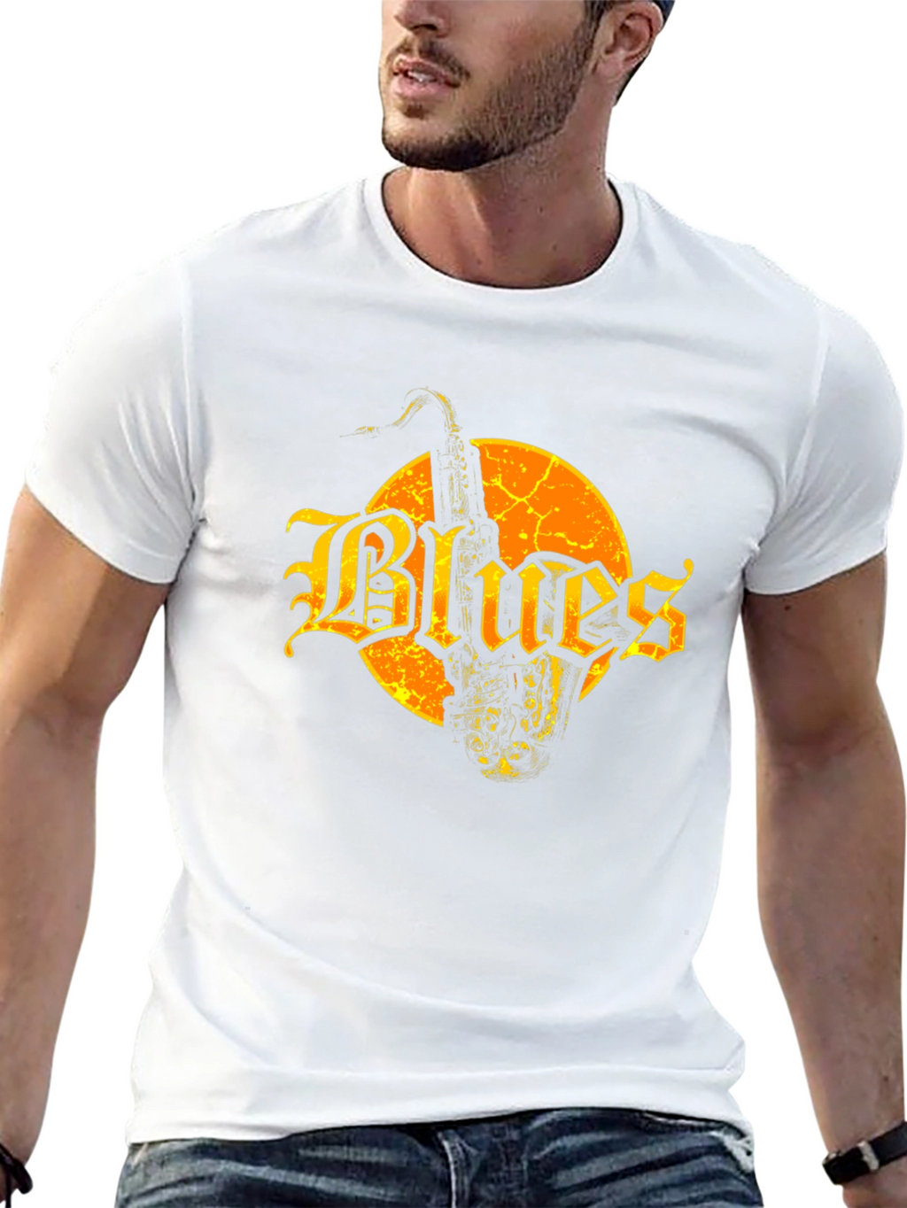 Blues Saxophone Graphic Tee - Black