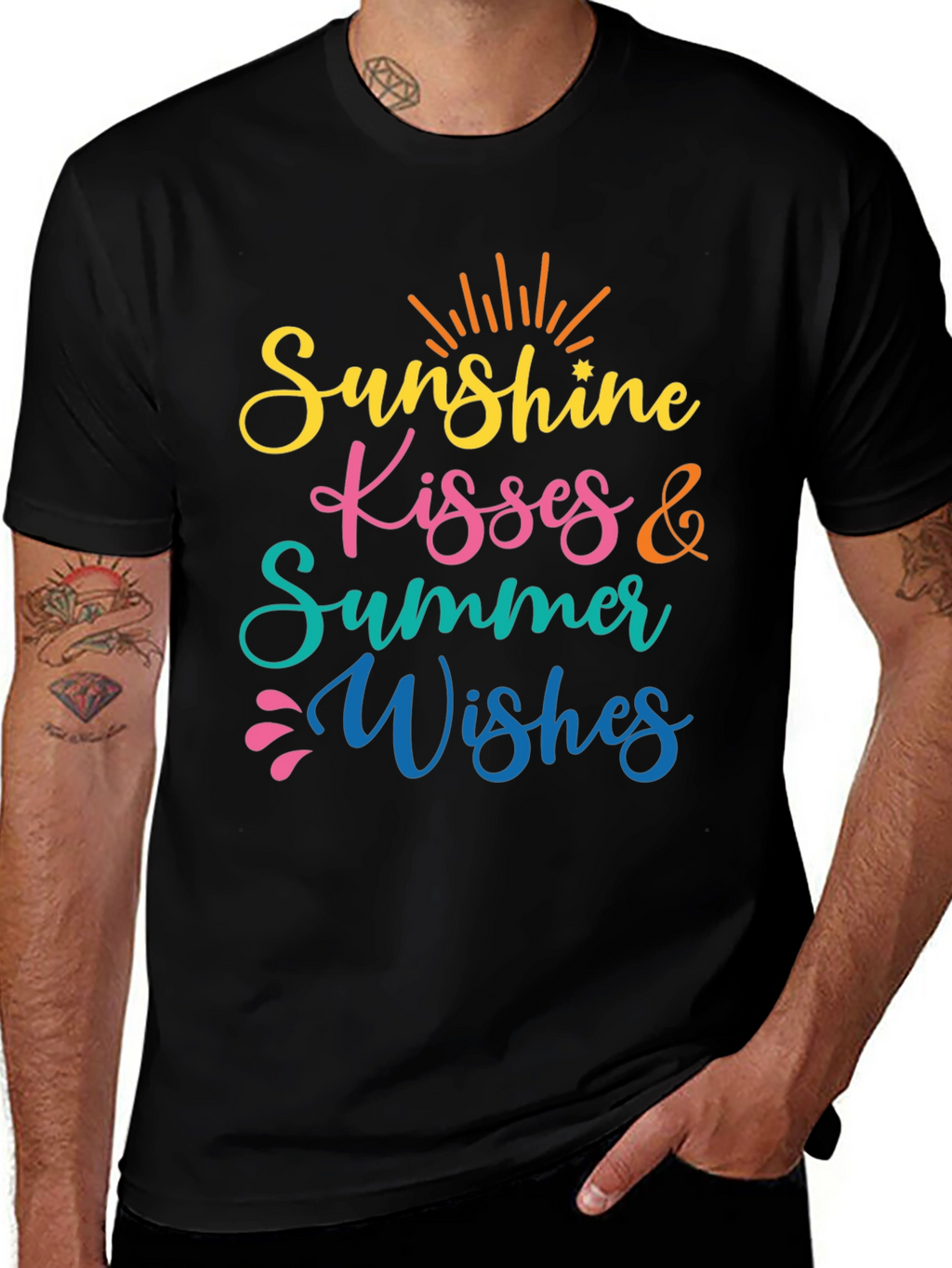 Sunshine Kisses Summer Wishes Black Tee