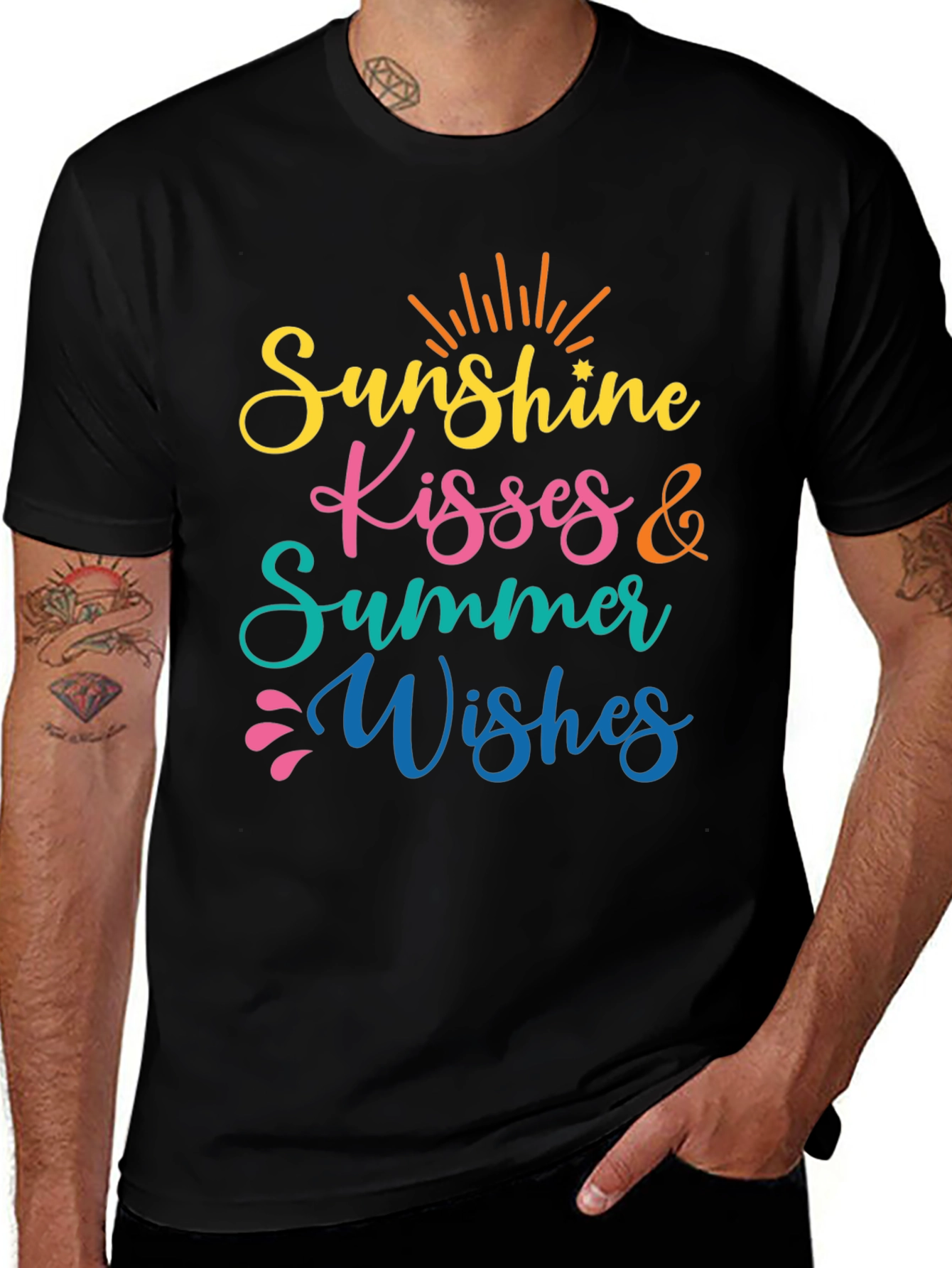 Sunshine Kisses Summer Wishes Black Tee