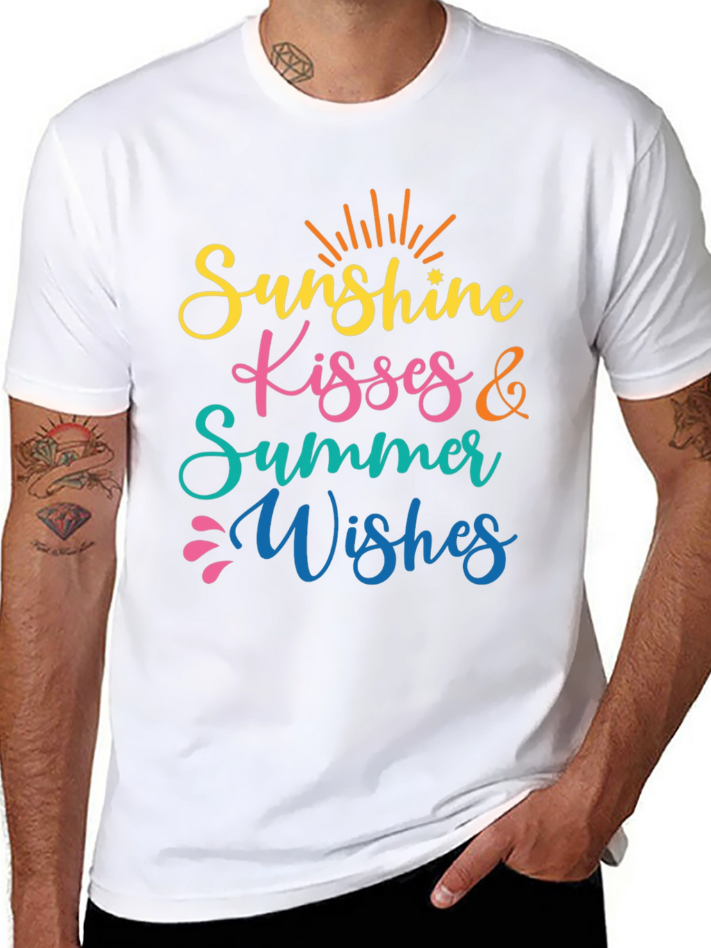 Sunshine Kisses Summer Wishes Black Tee