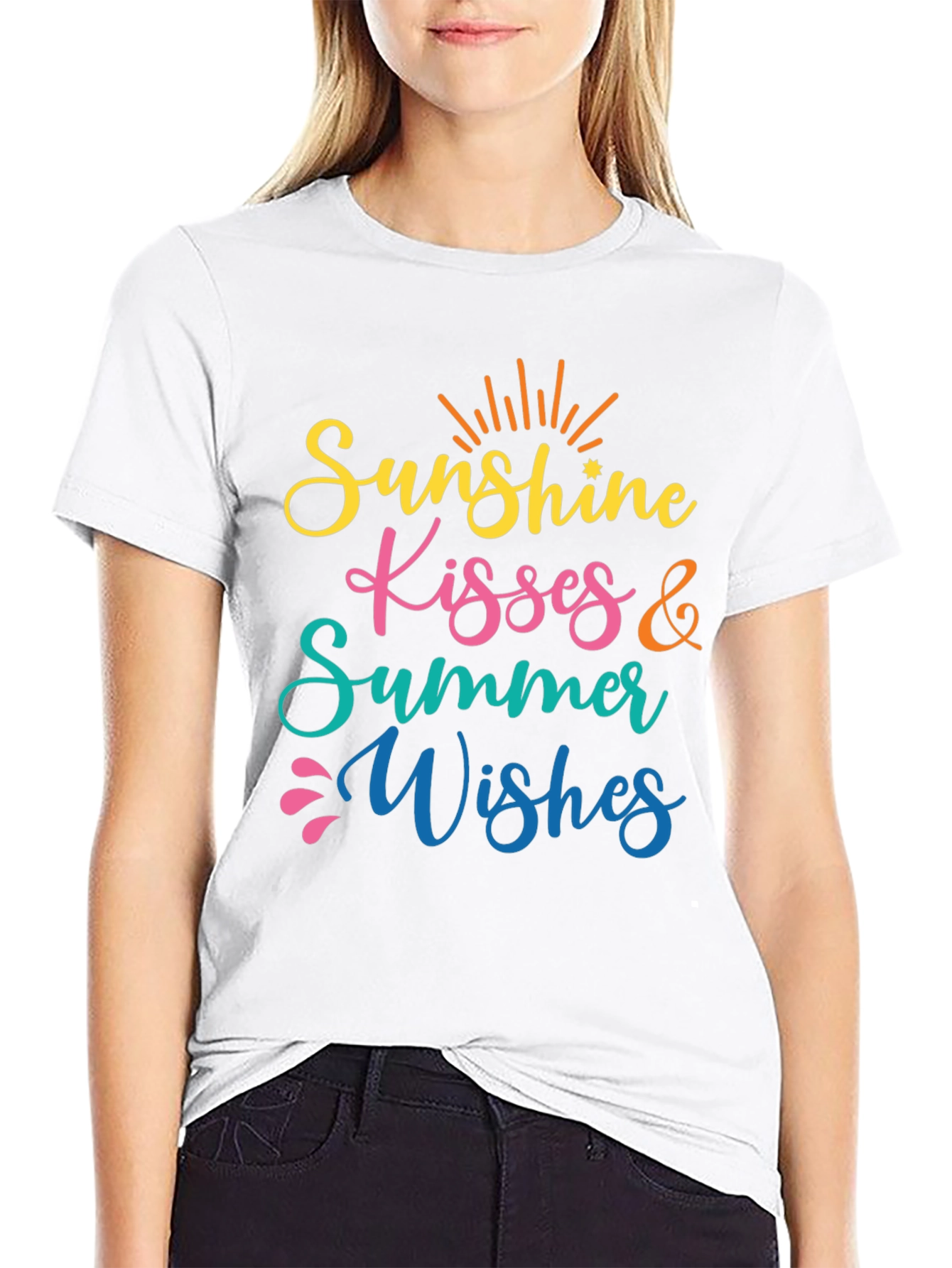 Sunshine Kisses Summer Wishes Black Tee
