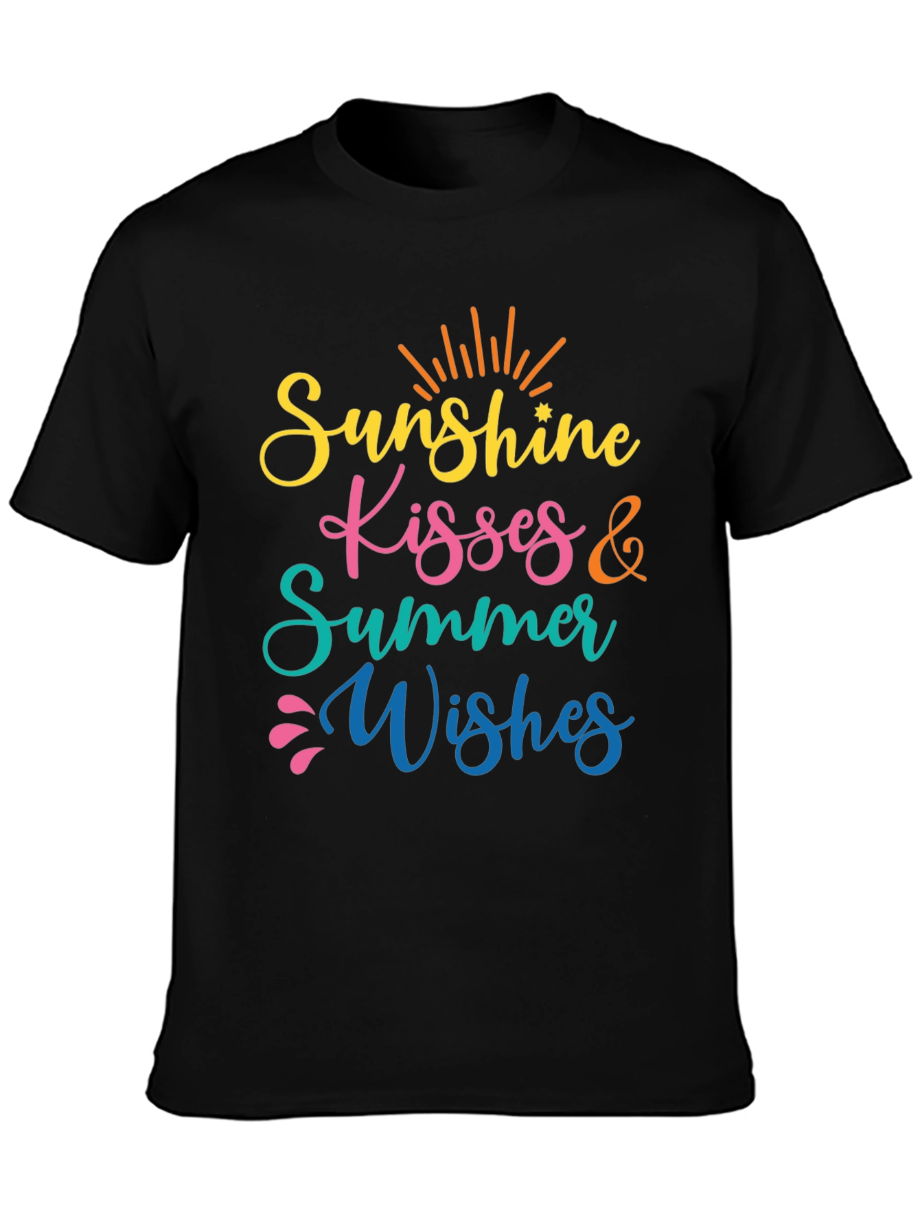 Sunshine Kisses Summer Wishes Black Tee