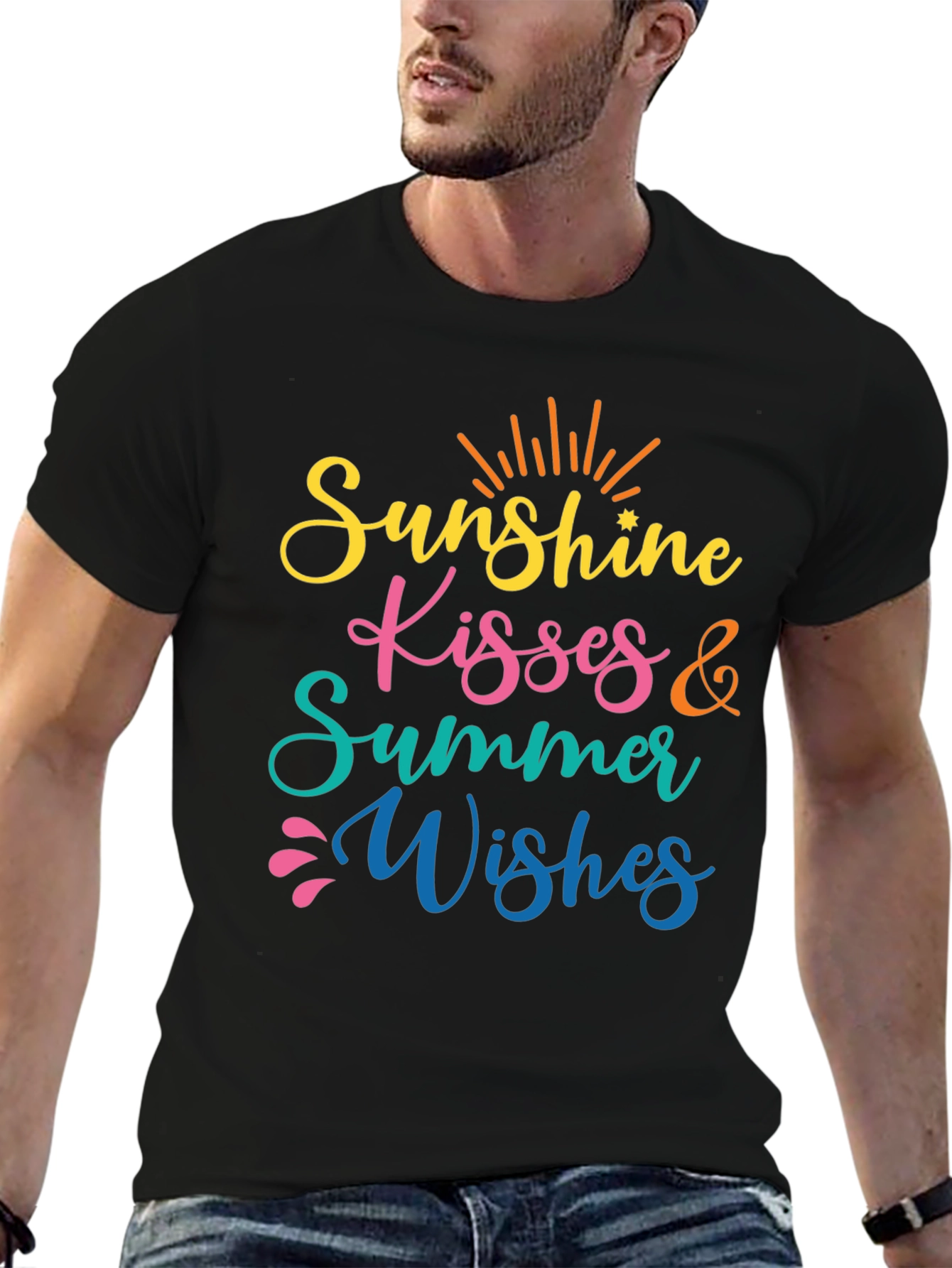 Sunshine Kisses Summer Wishes Black Tee