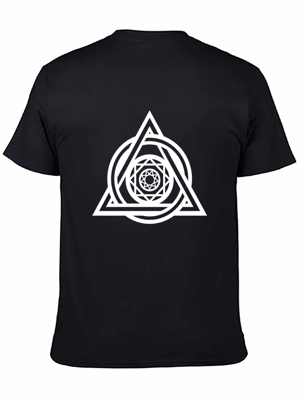 Geometric Triangle Graphic T-Shirt - Black