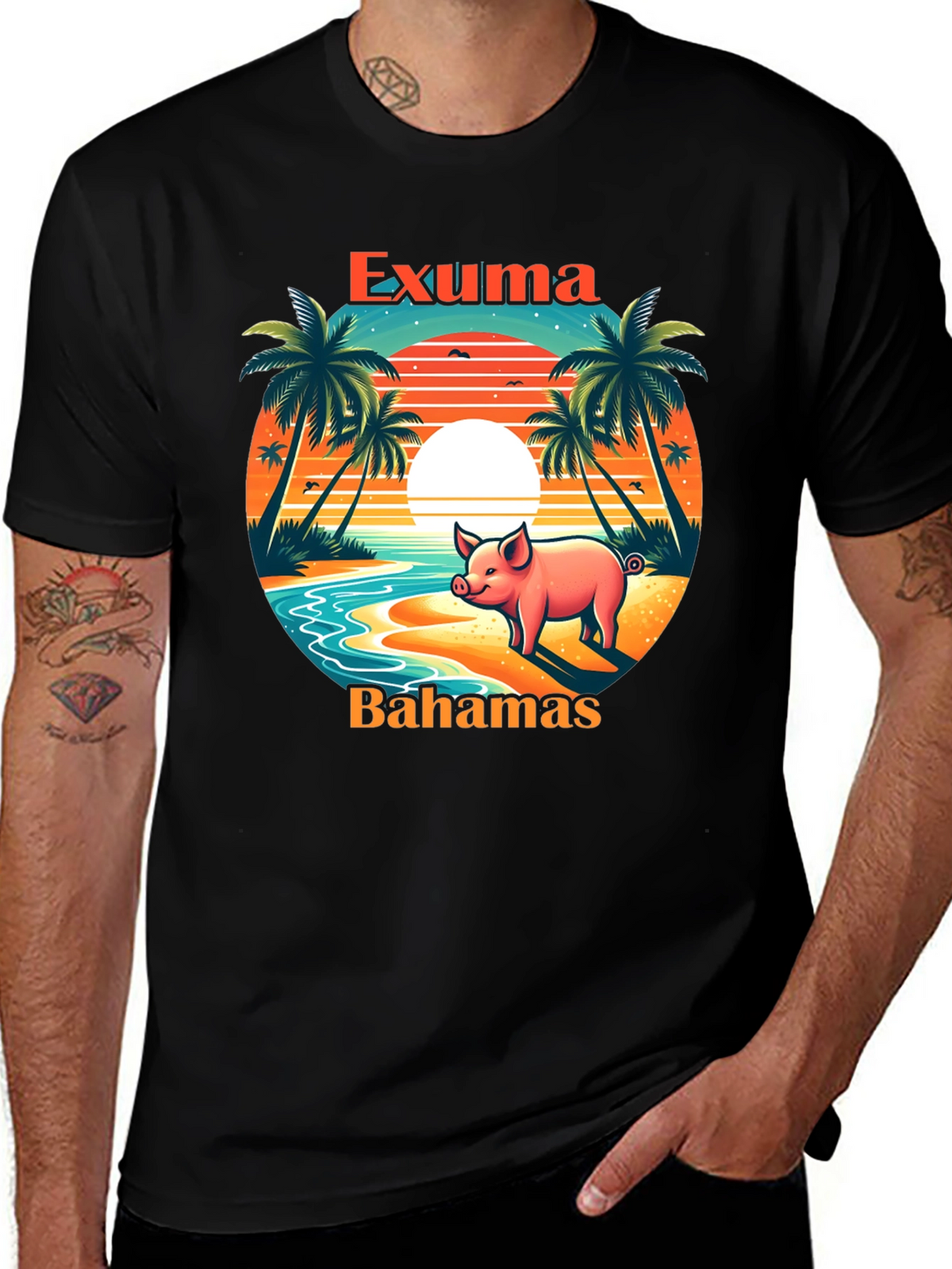 Exuma Bahamas Pig T-Shirt - Tropical Beach Design