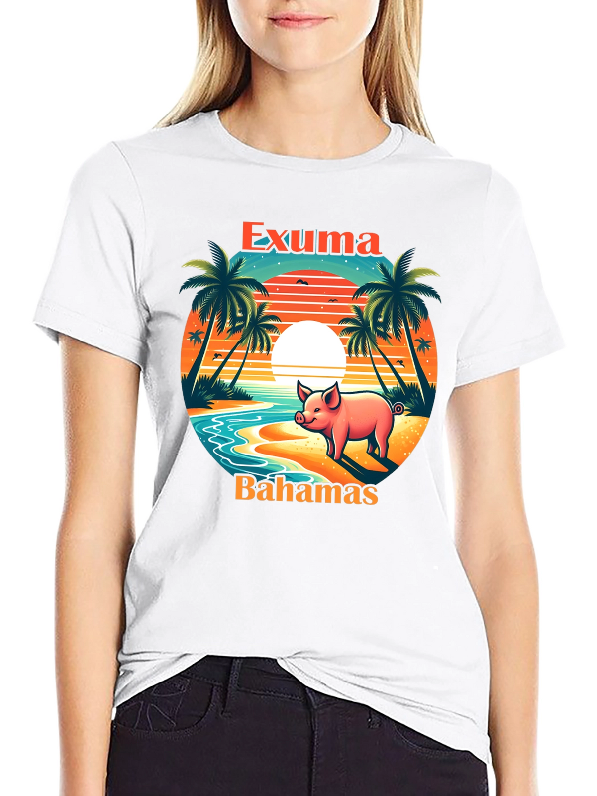 Exuma Bahamas Pig T-Shirt - Tropical Beach Design