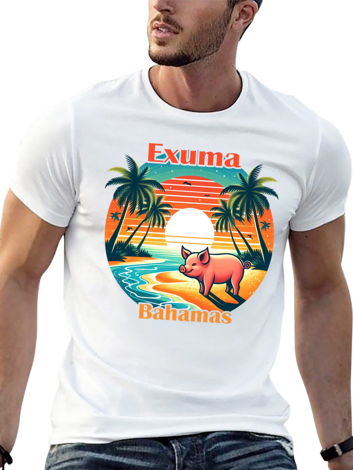 Exuma Bahamas Pig T-Shirt - Tropical Beach Design