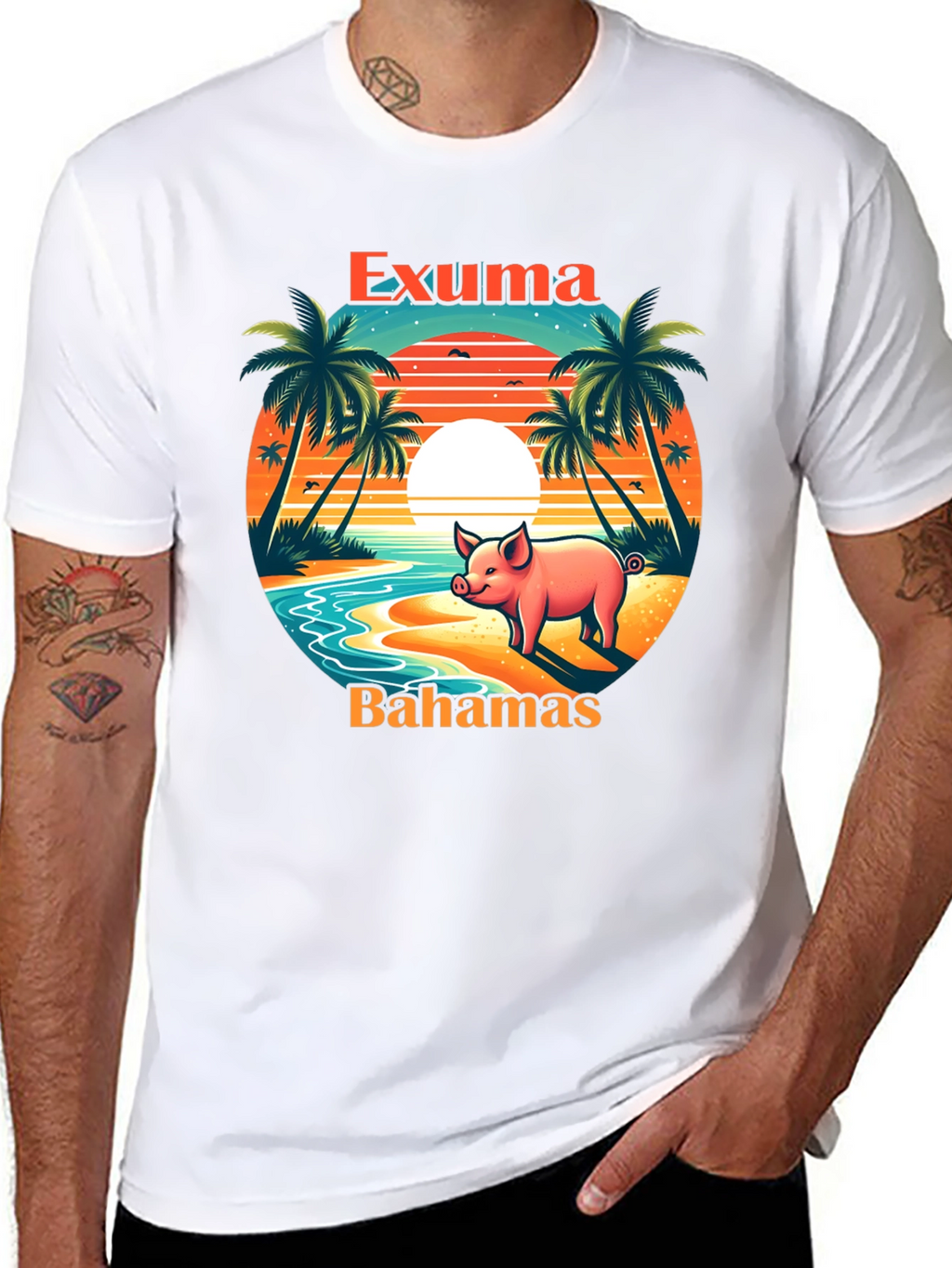 Exuma Bahamas Pig T-Shirt - Tropical Beach Design