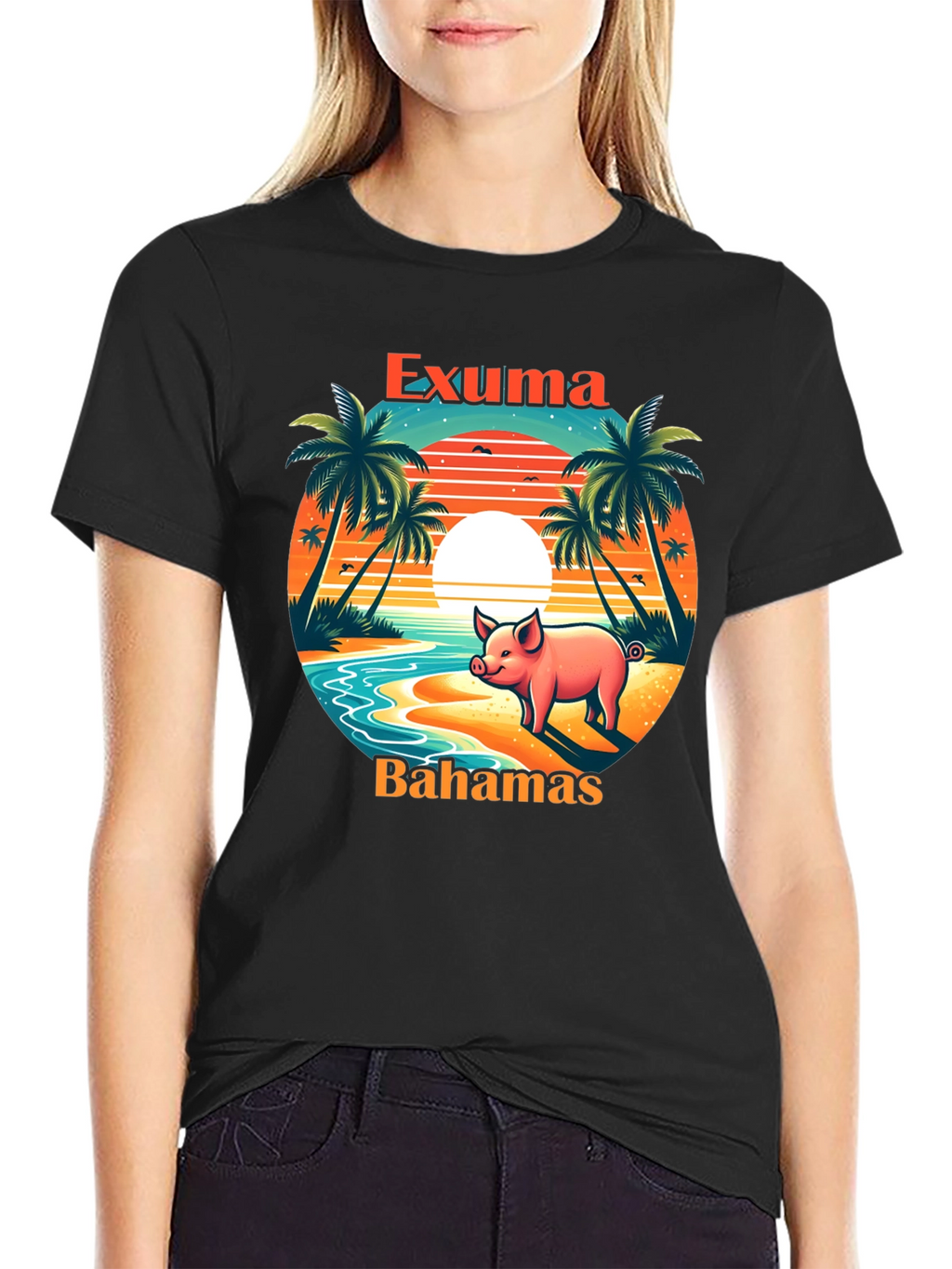 Exuma Bahamas Pig T-Shirt - Tropical Beach Design