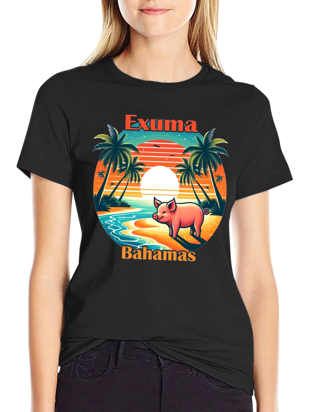 Exuma Bahamas Pig T-Shirt - Tropical Beach Design