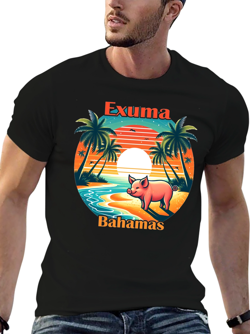 Exuma Bahamas Pig T-Shirt - Tropical Beach Design