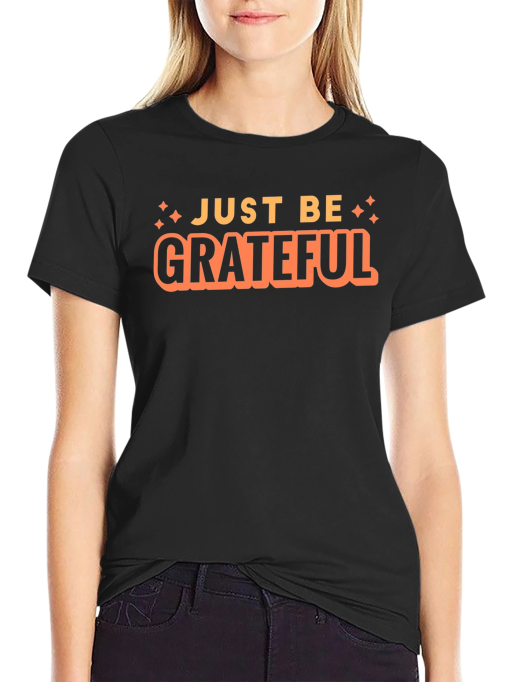 Just Be Grateful Black Graphic T-Shirt