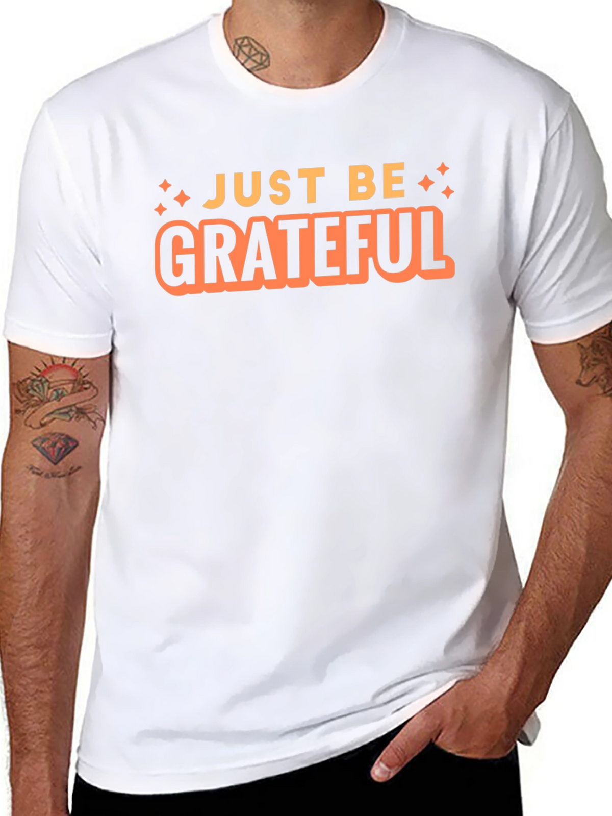 Just Be Grateful Black Graphic T-Shirt