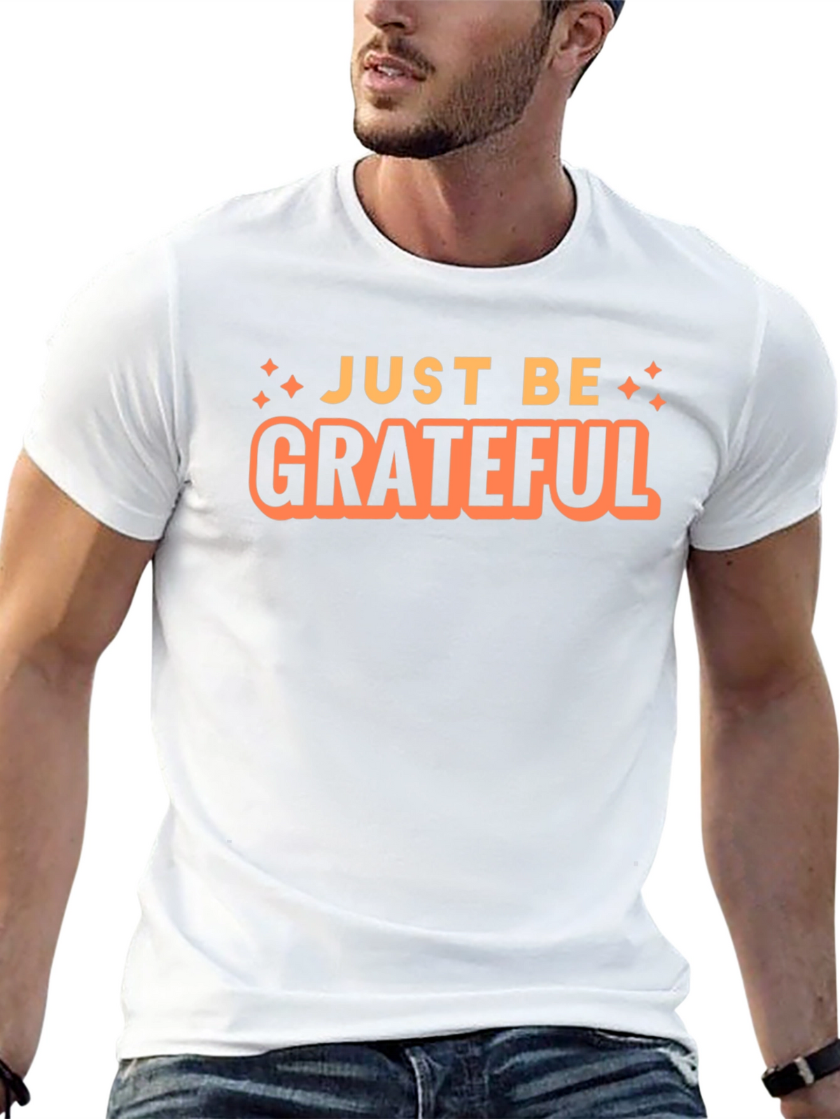 Just Be Grateful Black Graphic T-Shirt