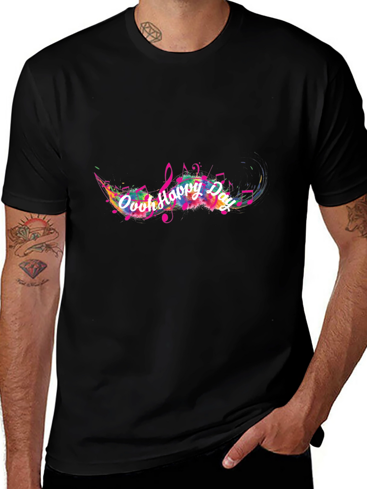 Ooh Happy Day Mens Black T-Shirt