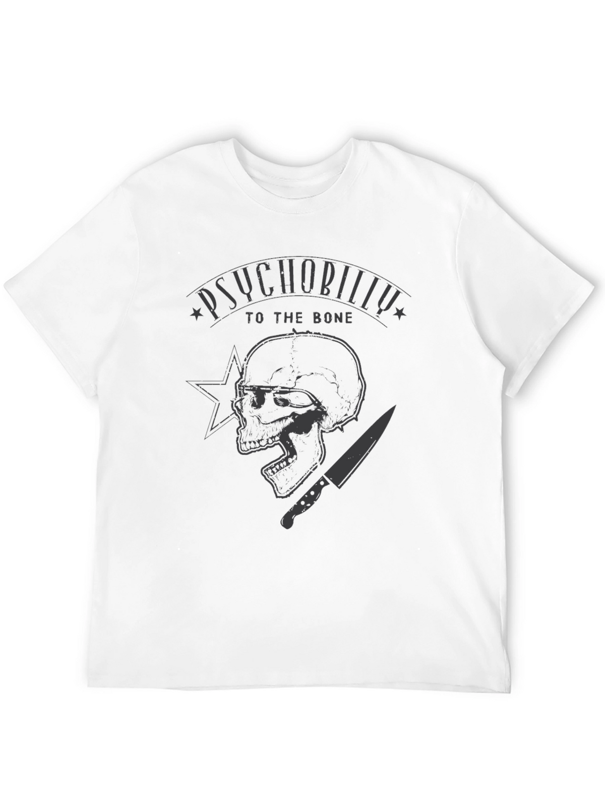 Psychobilly Skull Graphic Black T-Shirt