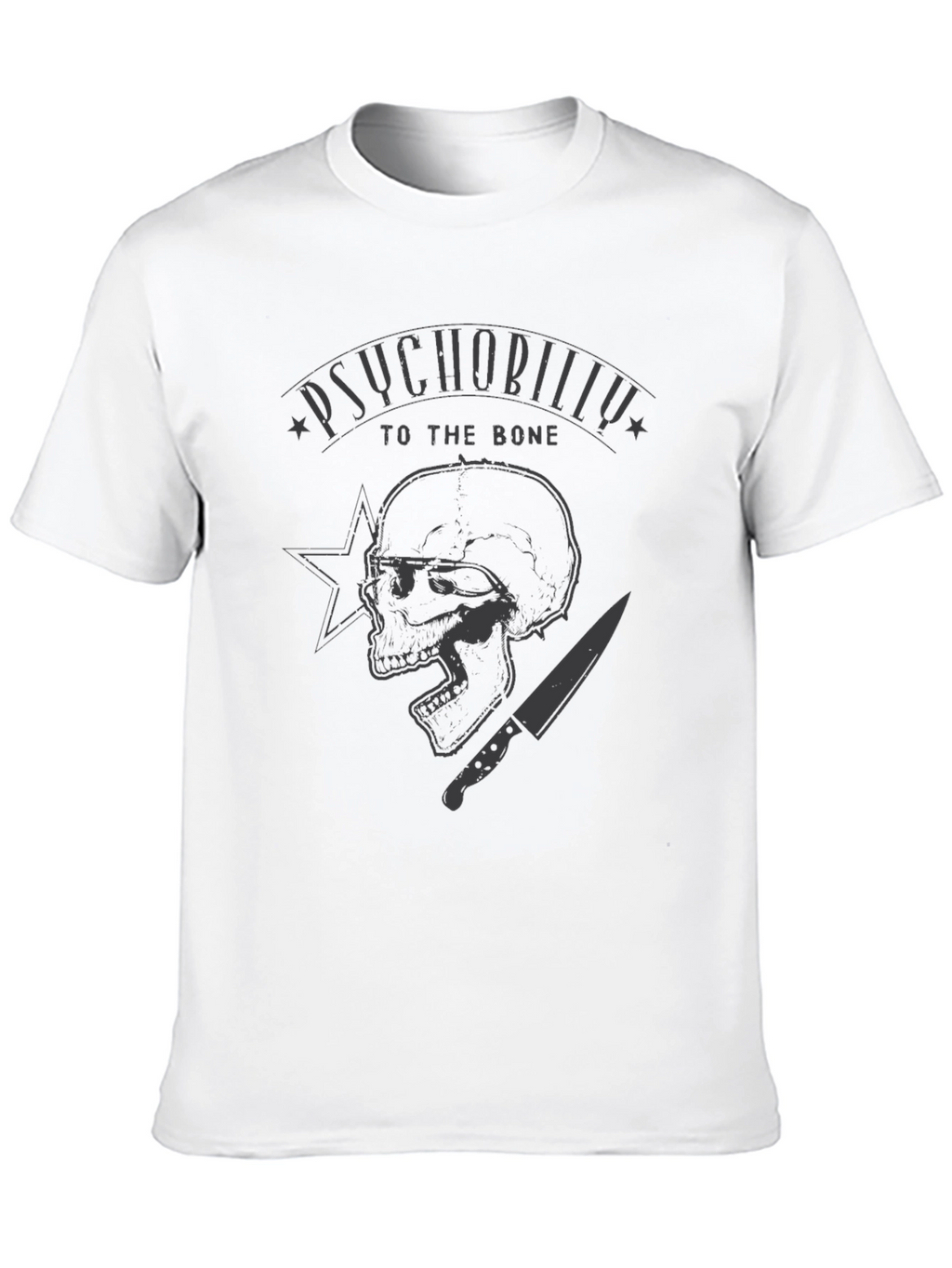Psychobilly Skull Graphic Black T-Shirt