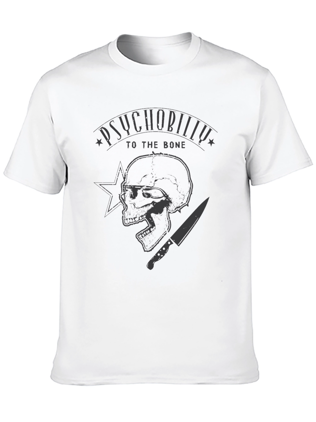 Psychobilly Skull Graphic Black T-Shirt