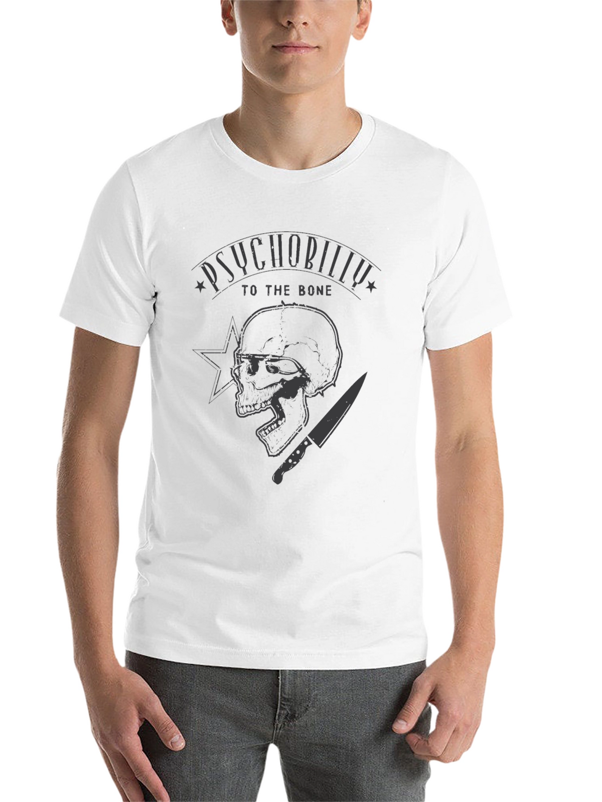 Psychobilly Skull Graphic Black T-Shirt