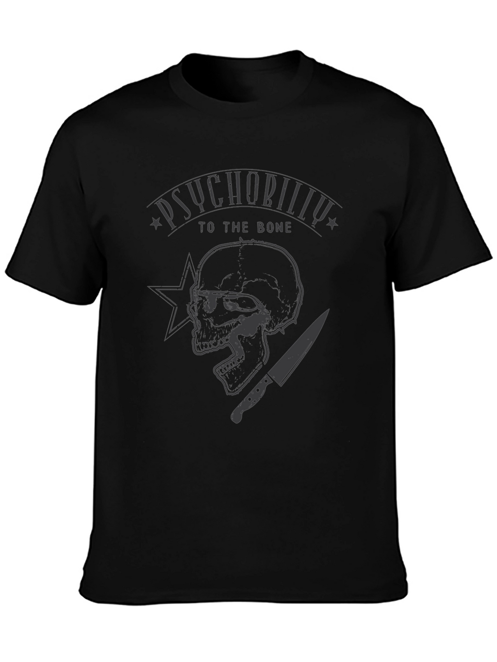 Psychobilly Skull Graphic Black T-Shirt