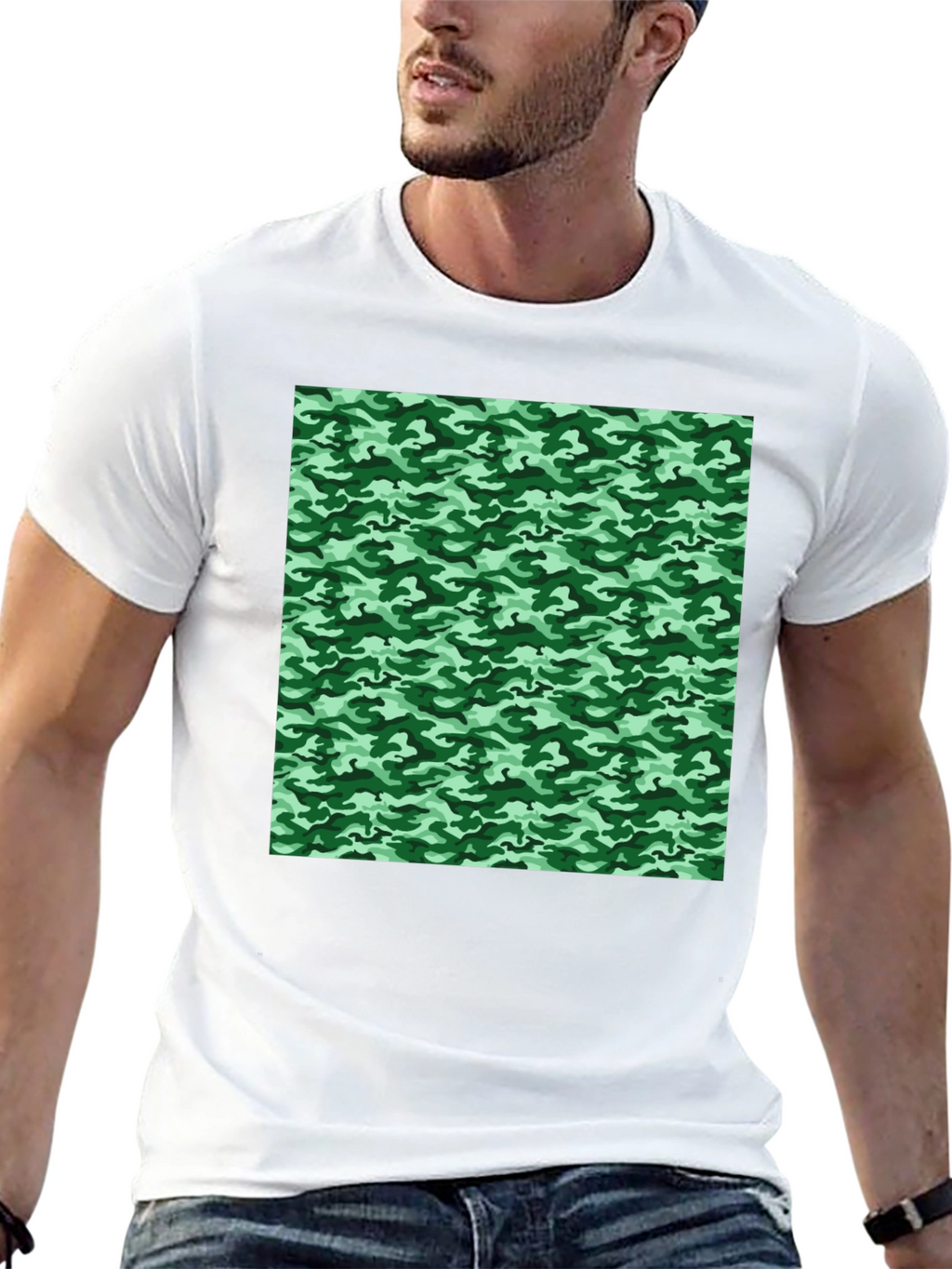 Camo Print T-Shirt - Black