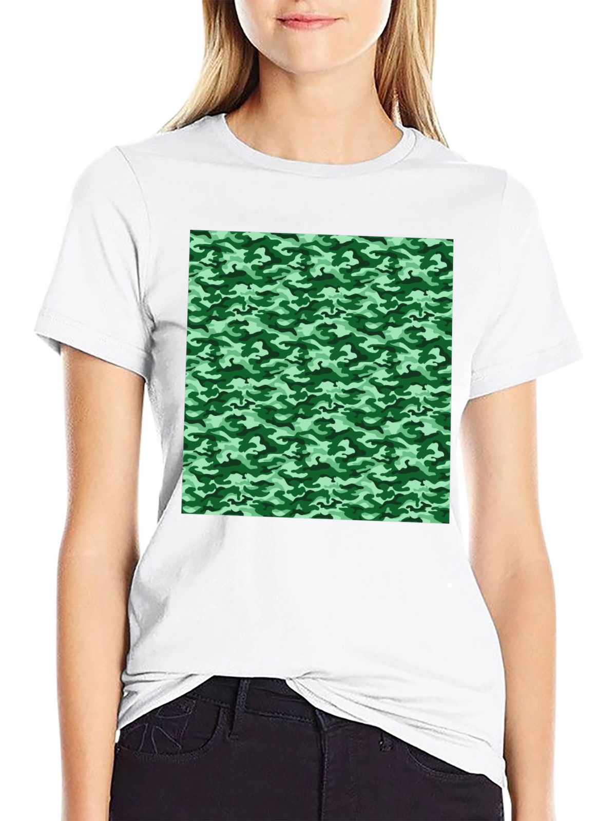 Camo Print T-Shirt - Black