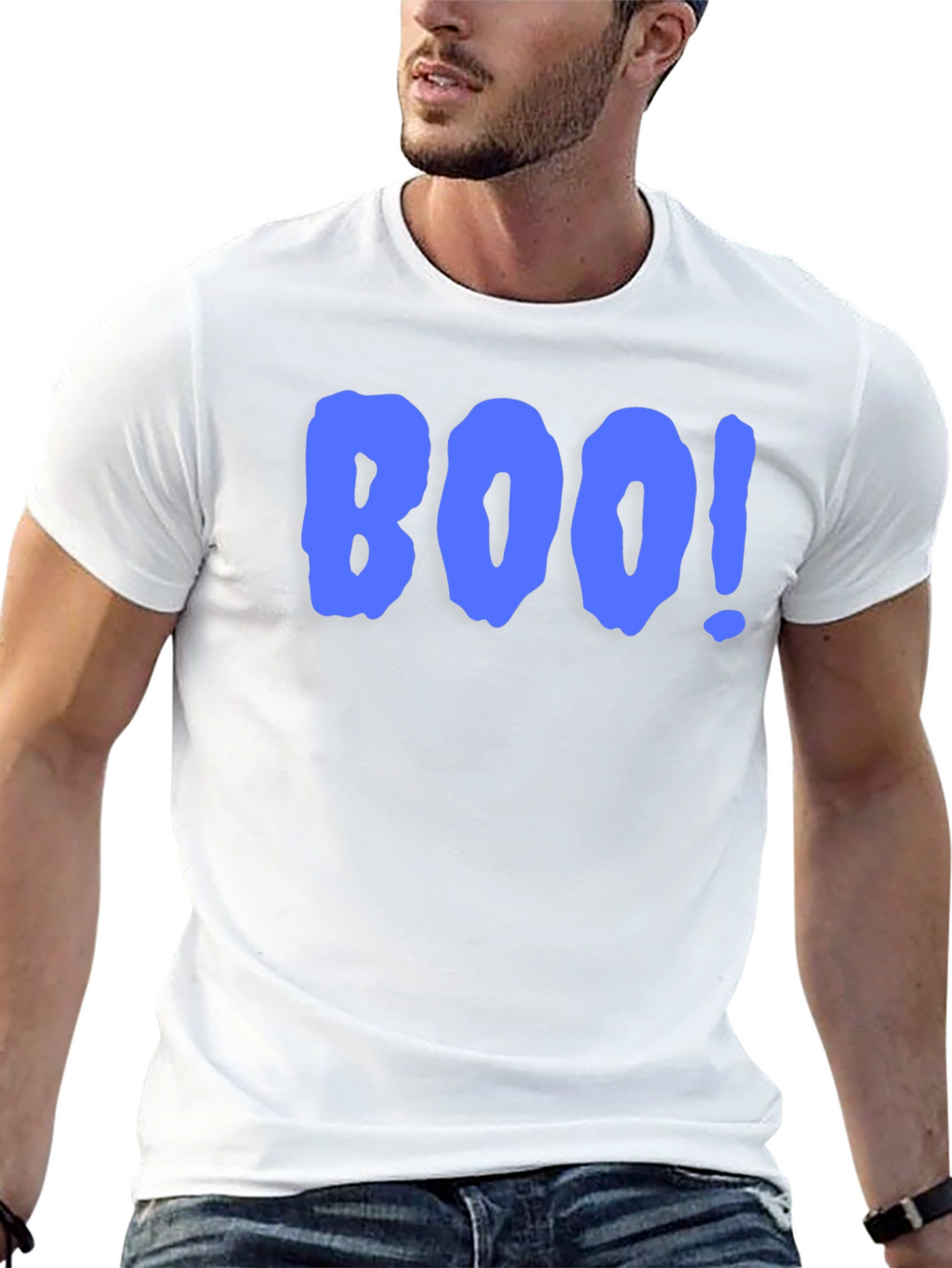 Boo! Graphic Print T-Shirt - Black Crew Neck Tee