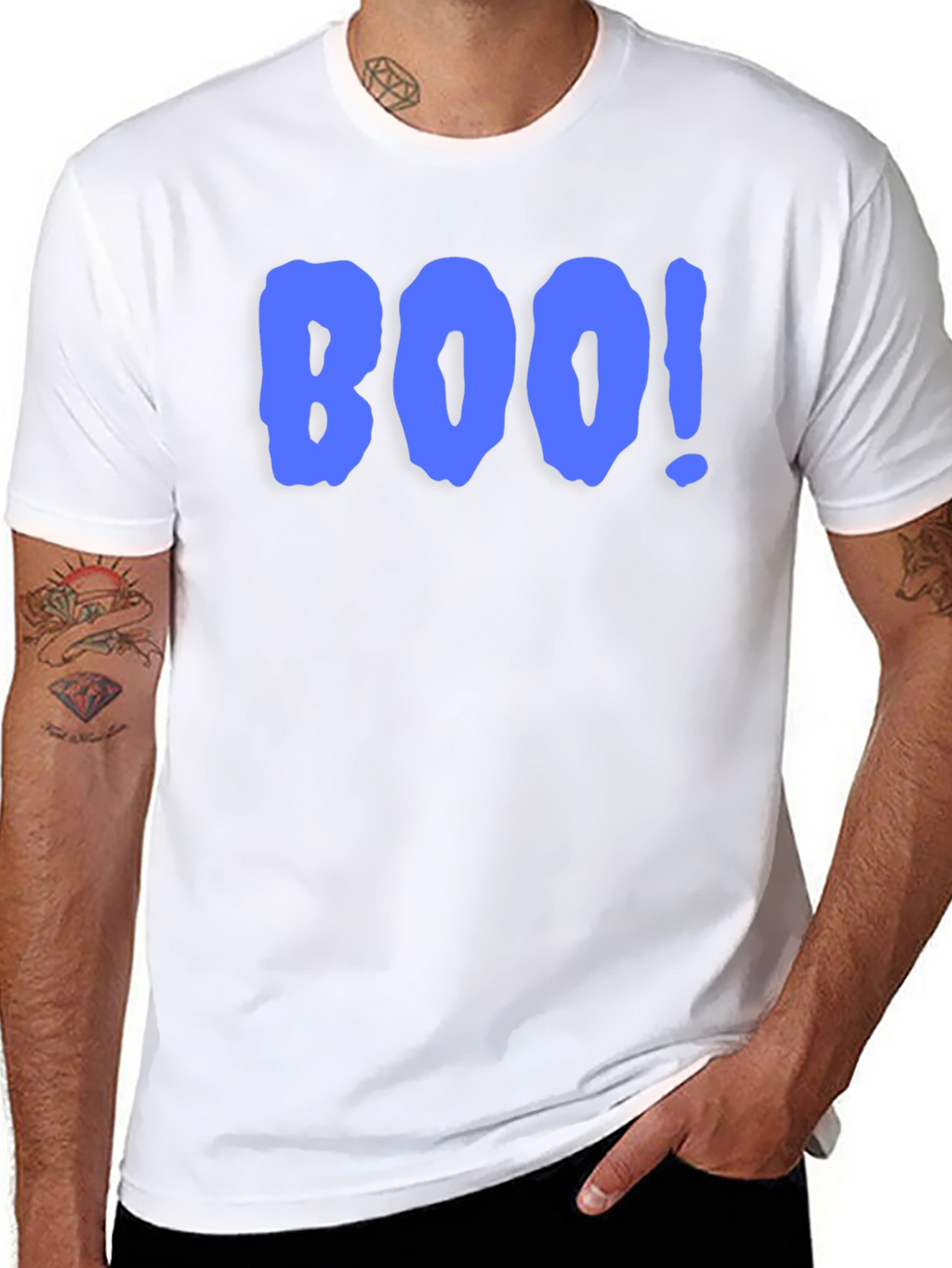 Boo! Graphic Print T-Shirt - Black Crew Neck Tee