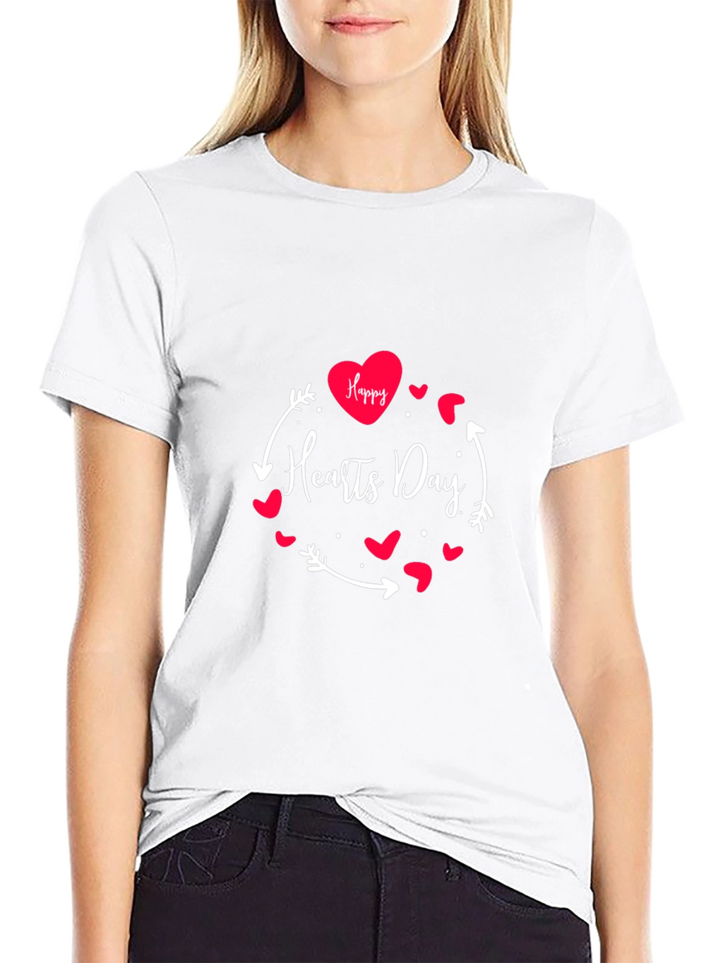 Happy Hearts Day Graphic Tee - Black