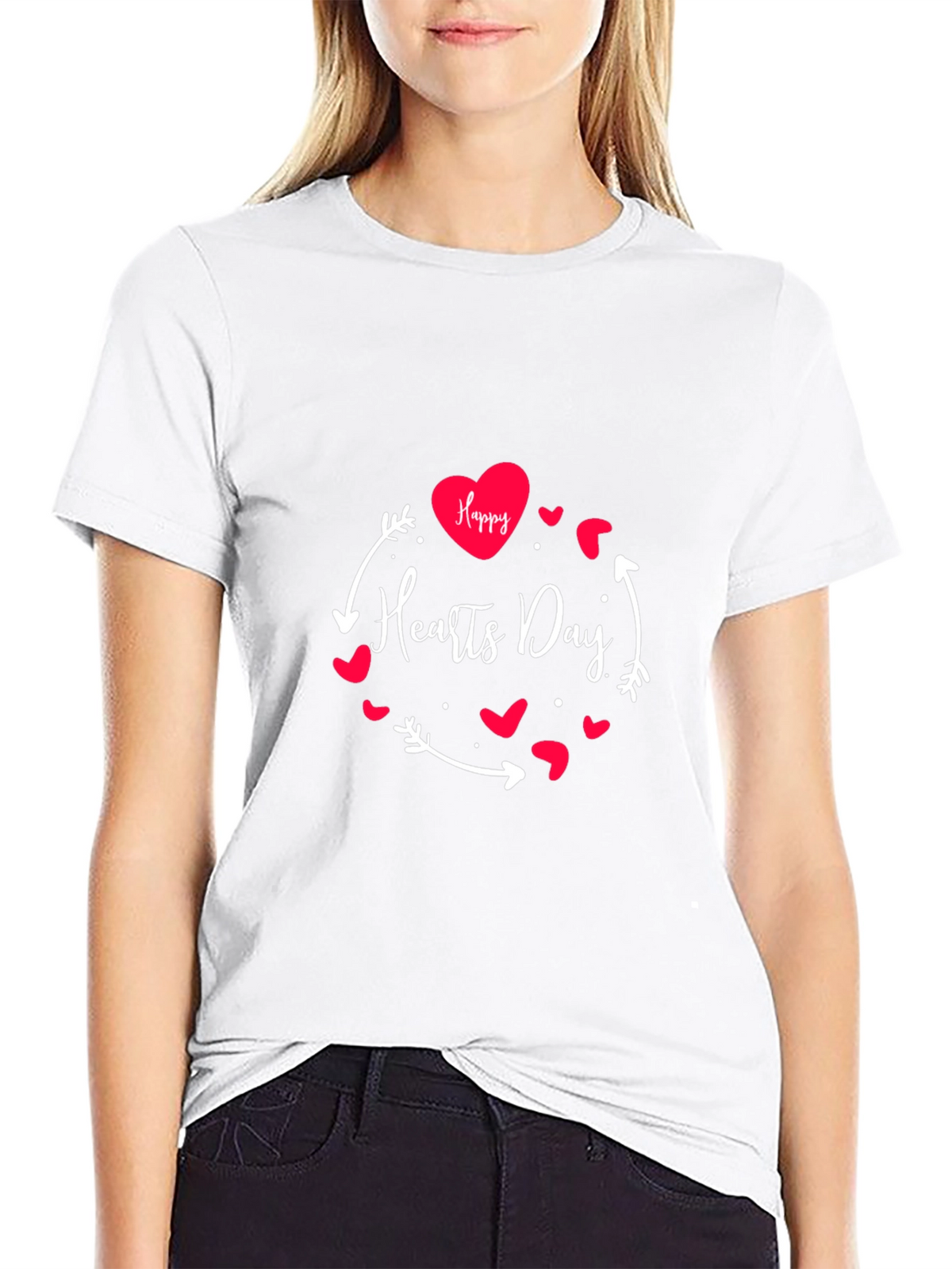 Happy Hearts Day Graphic Tee - Black