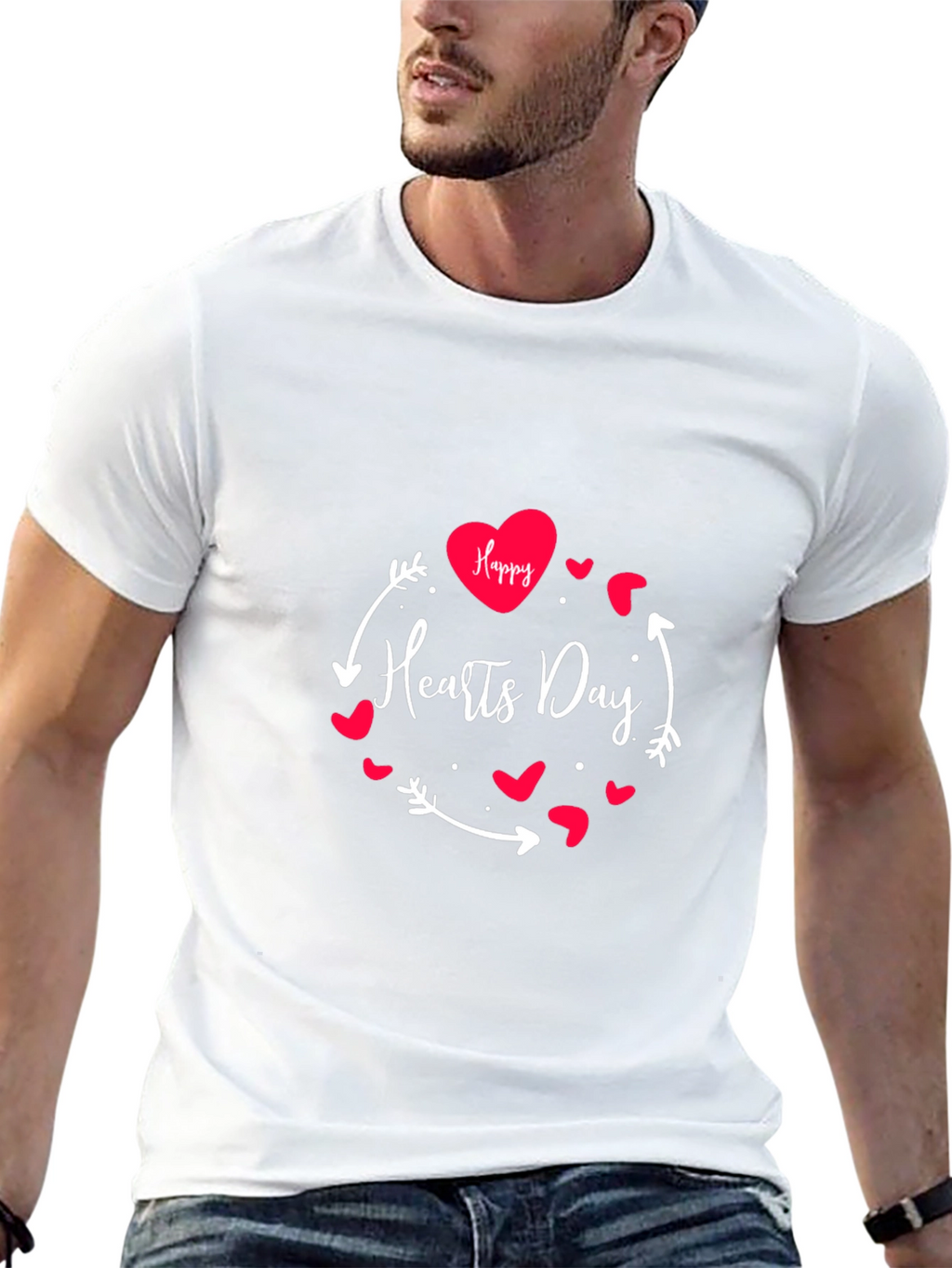 Happy Hearts Day Graphic Tee - Black