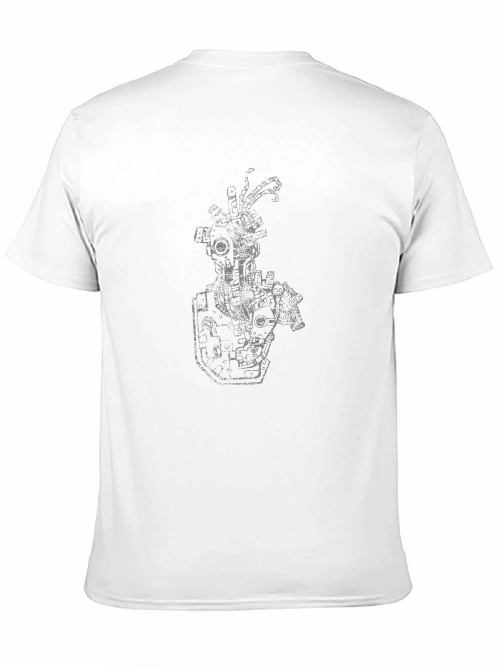 Black T-Shirt with Mechanical Robot Print