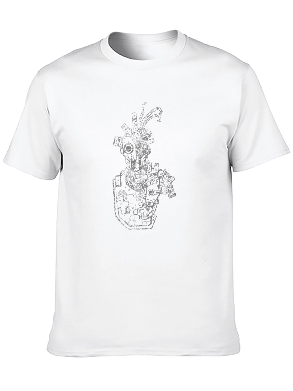 Black T-Shirt with Mechanical Robot Print