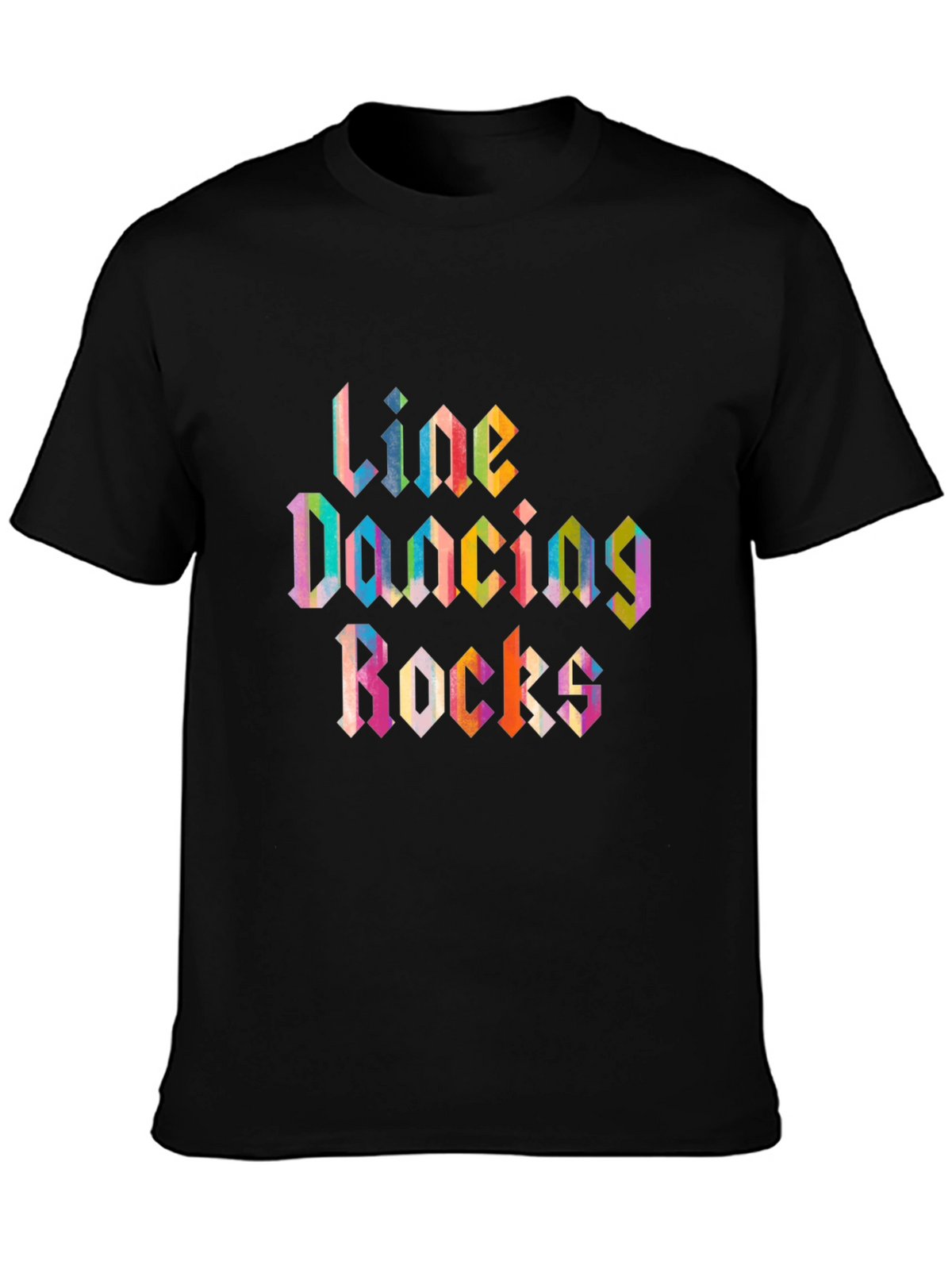 Line Dancing Rocks Graphic Tee - Black Cotton Shirt